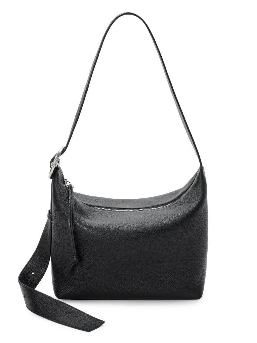 Loewe Men's Loop Hobo Leather Shoulder Bag In Black