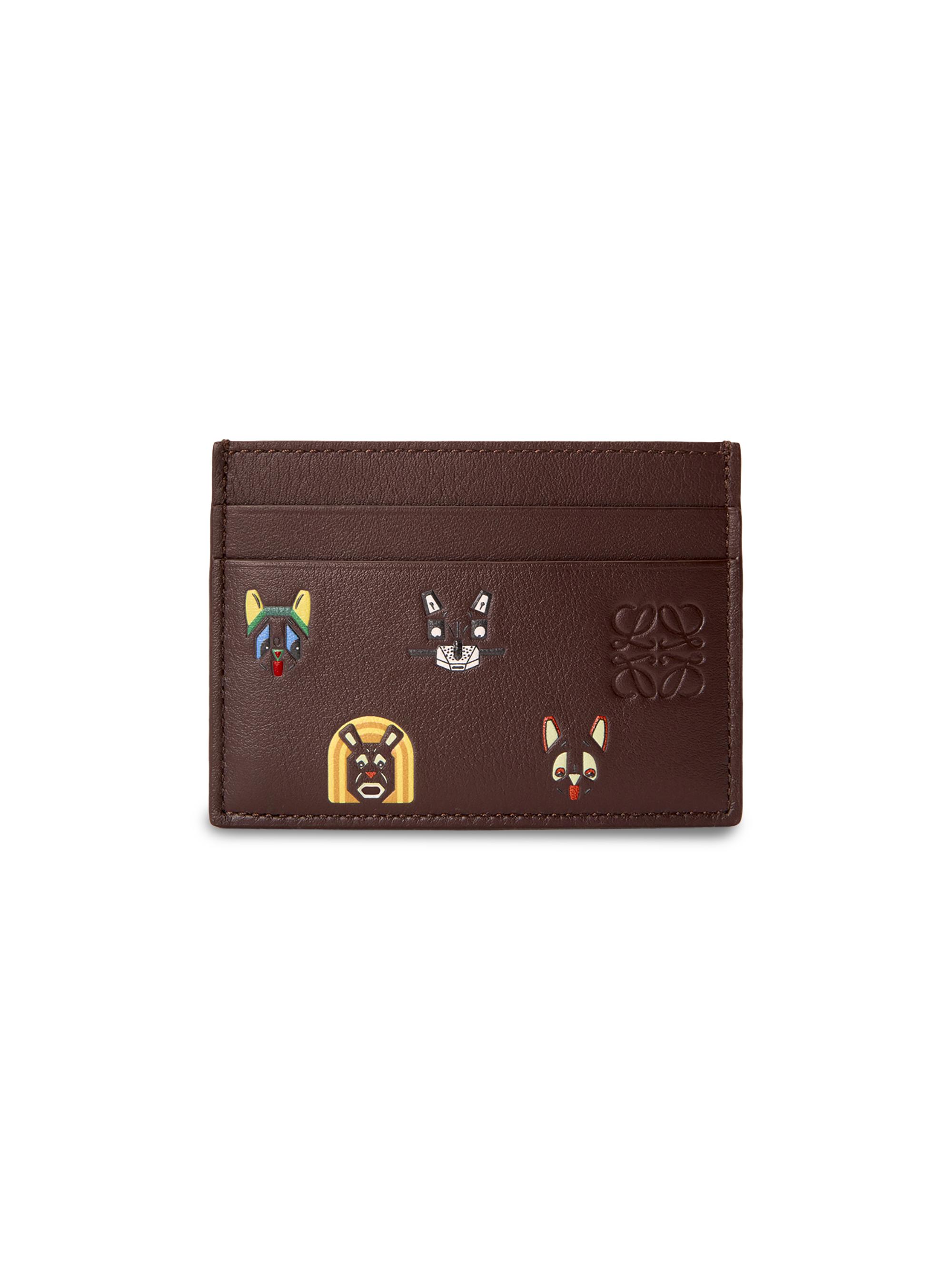 LOEWE Men's  x Louis Wain Printed Leather Card Case - Brown