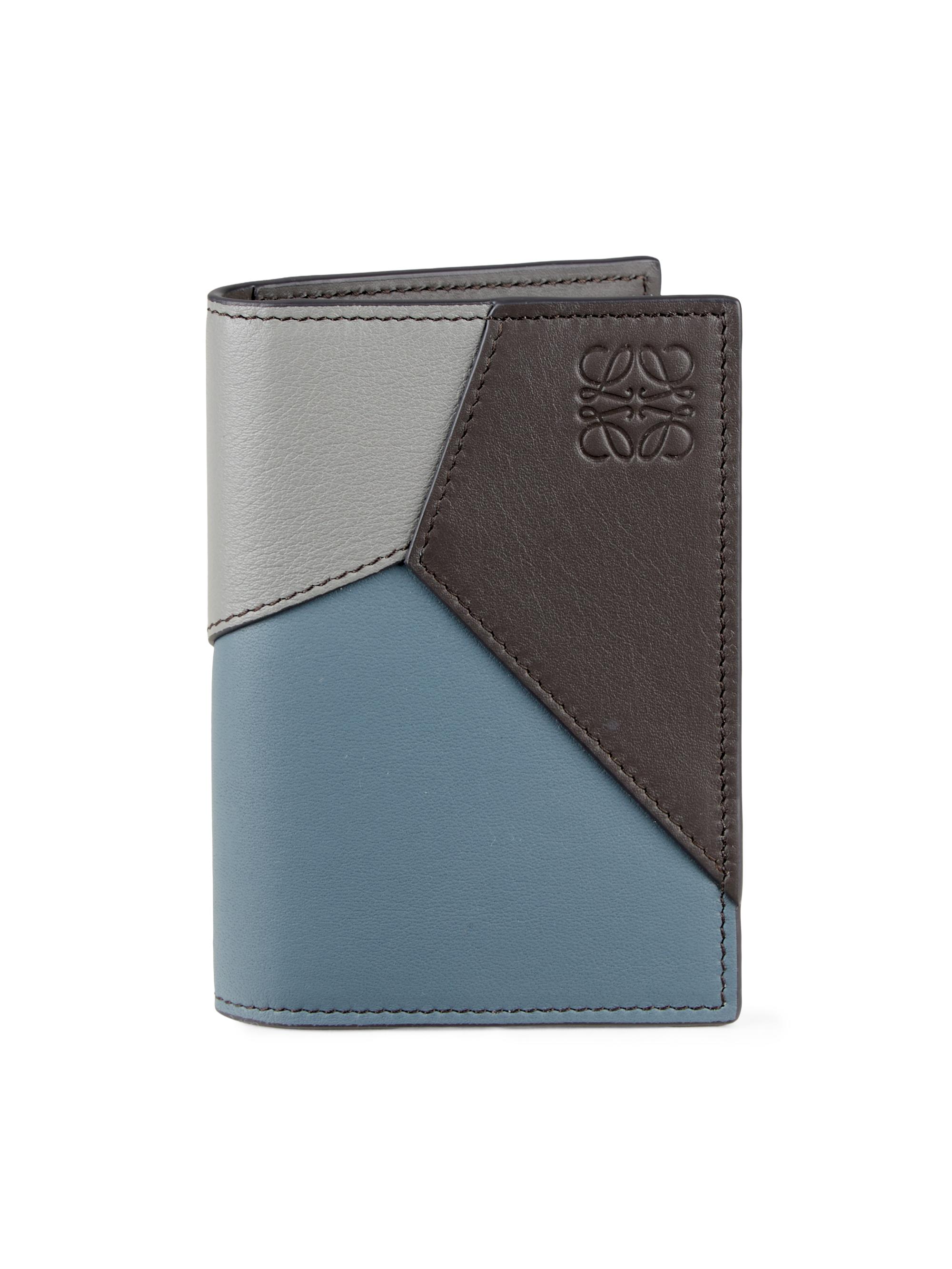 LOEWE Men's Puzzle Edge Leather-Blend Bifold Card Holder - Asphalt Grey Storm Blue