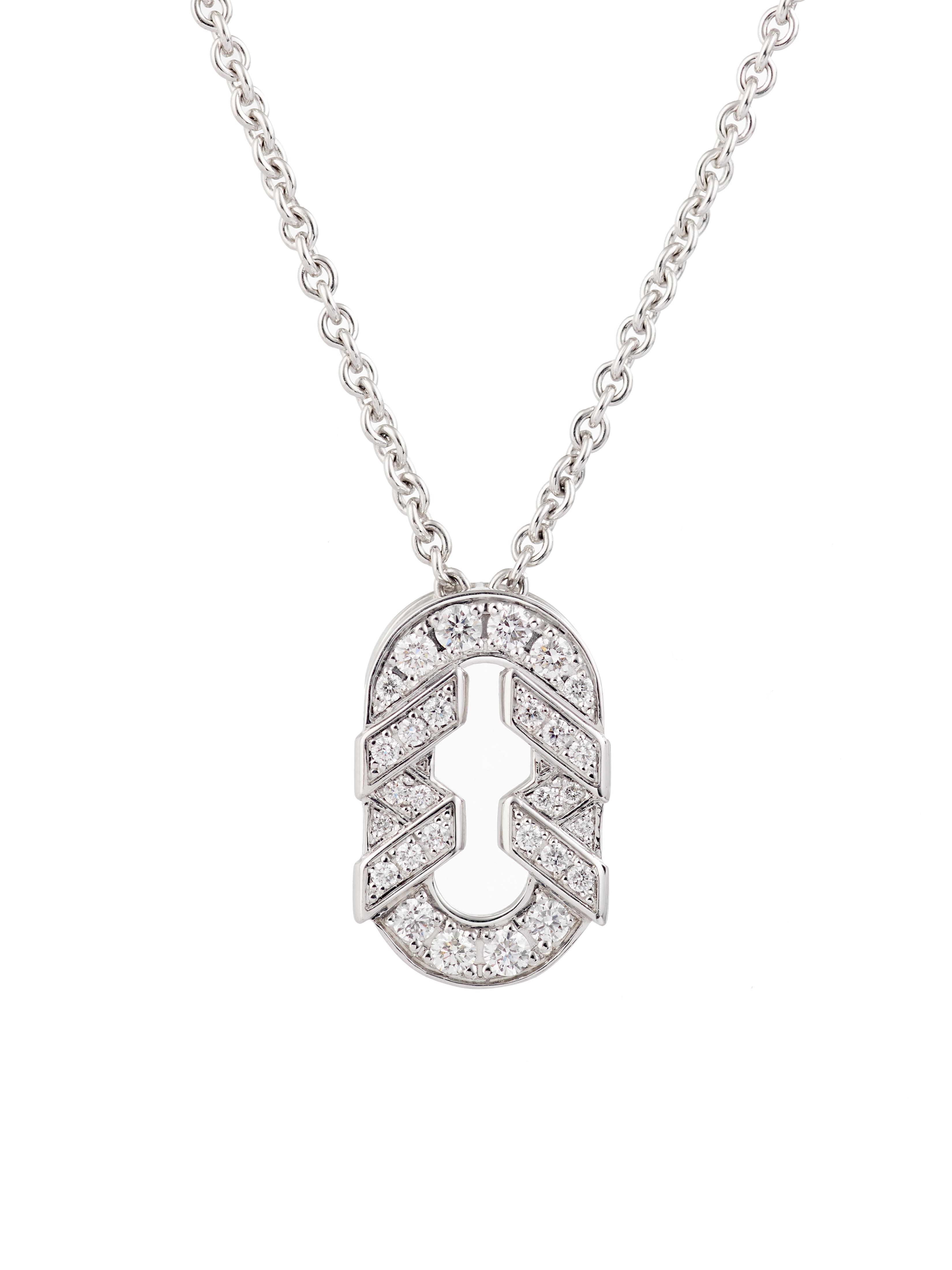 SAKS EST. 1924 Women's Helix Pendant Full Pavé 18K Yellow Gold - White Gold