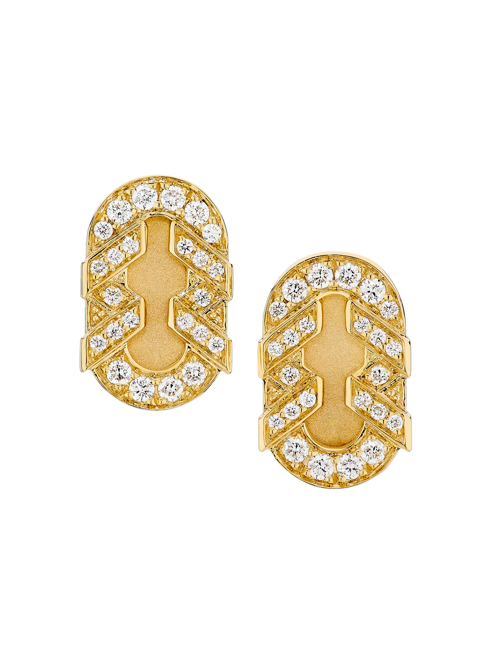 SAKS EST. 1924 Women's Helix Studs Full Pavé 18K Yellow Gold - Yellow Gold