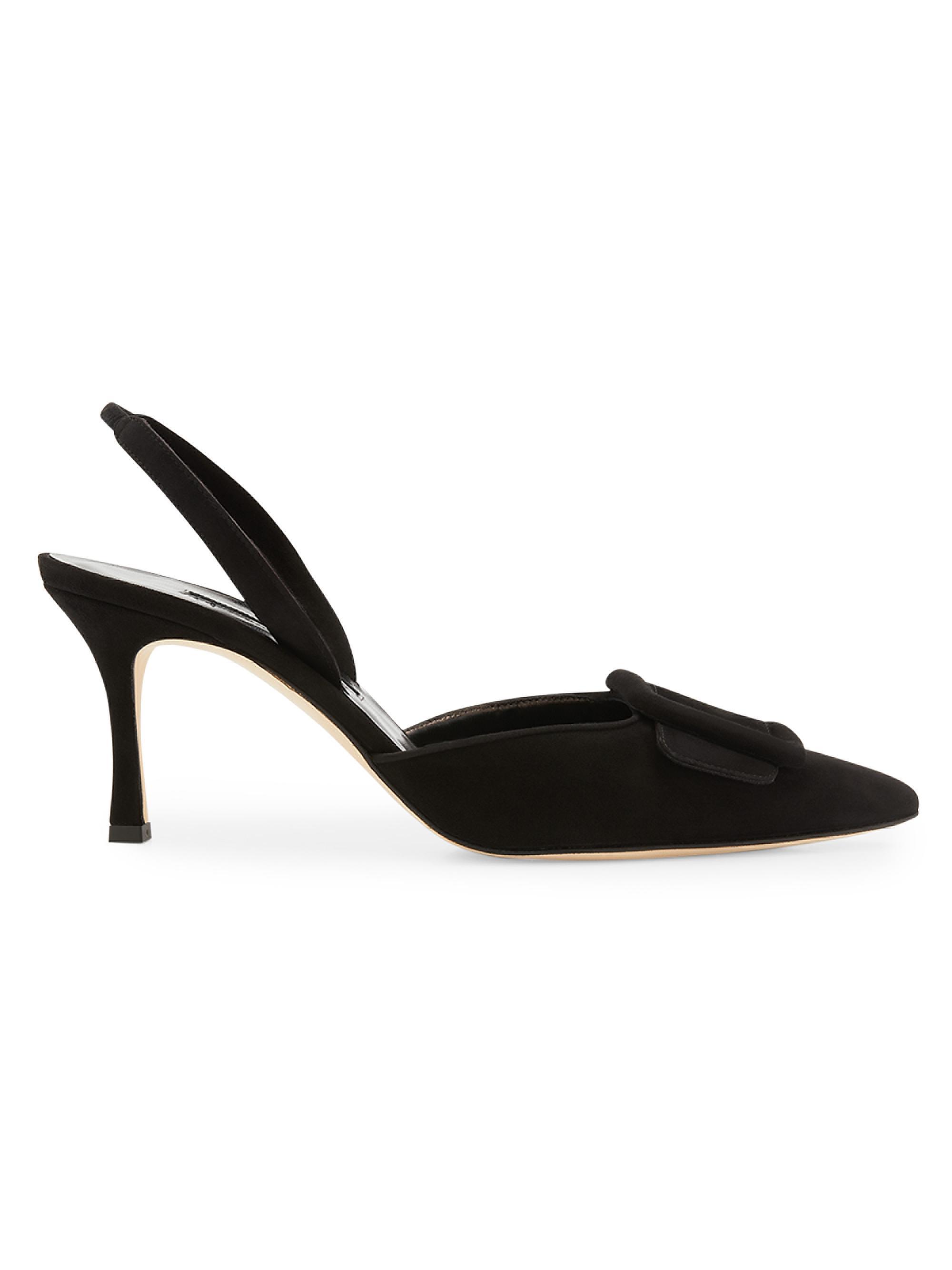 Manolo Blahnik Women's Maysli 70MM Suede Slingback Pumps - Black