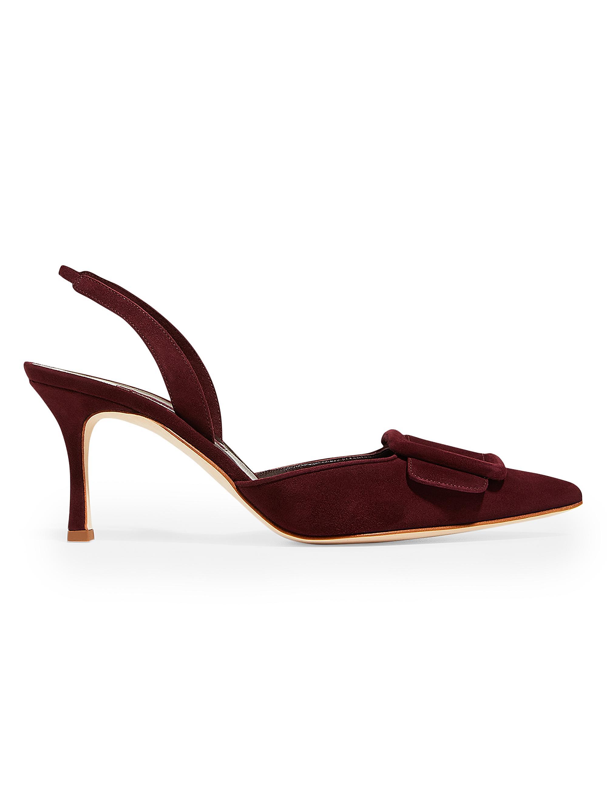 Manolo Blahnik Women's Maysli 70MM Suede Slingback Pumps - Red