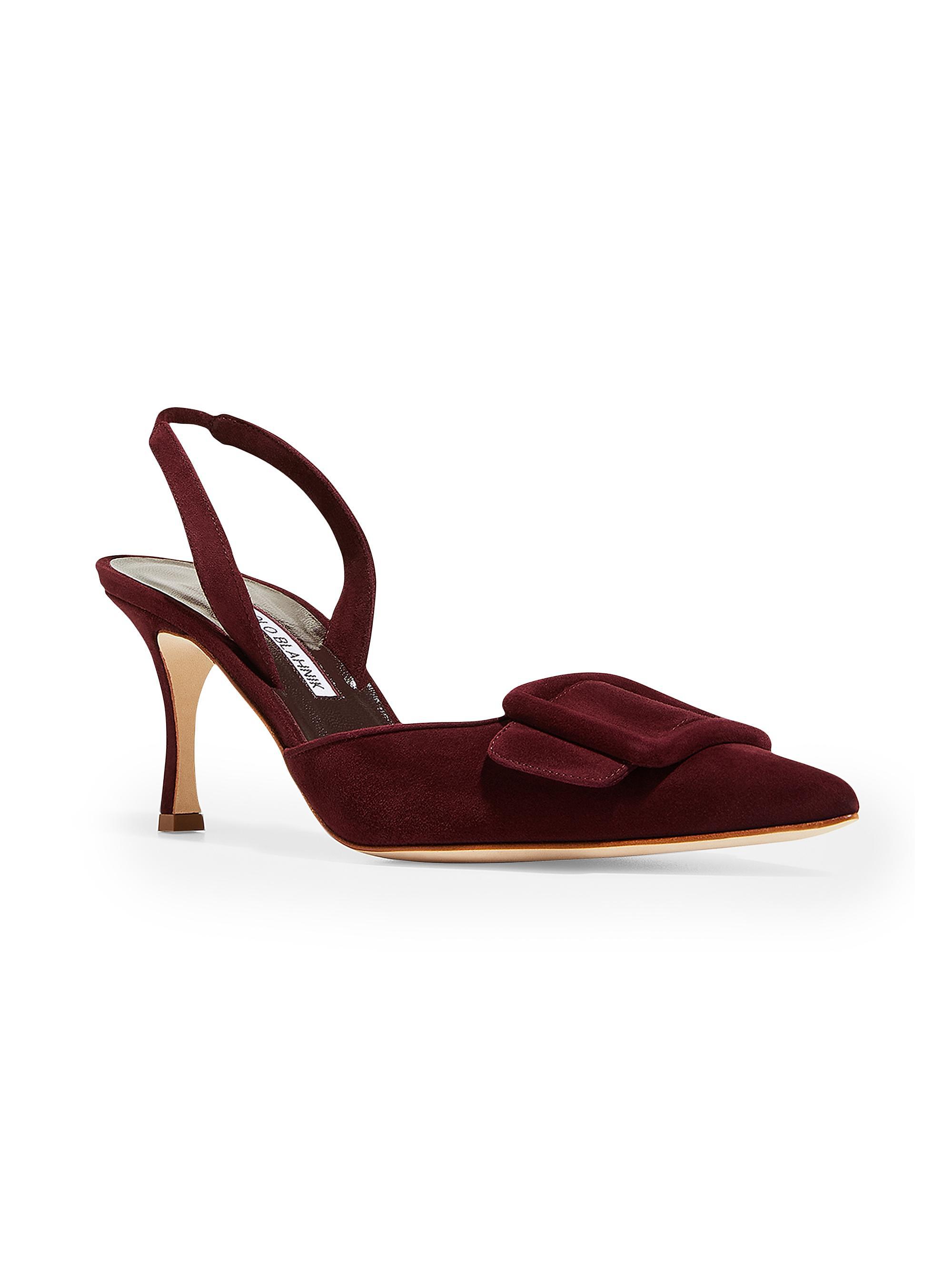 Manolo Blahnik Maysli 70MM Suede Slingback Pumps | Saks Fifth Avenue