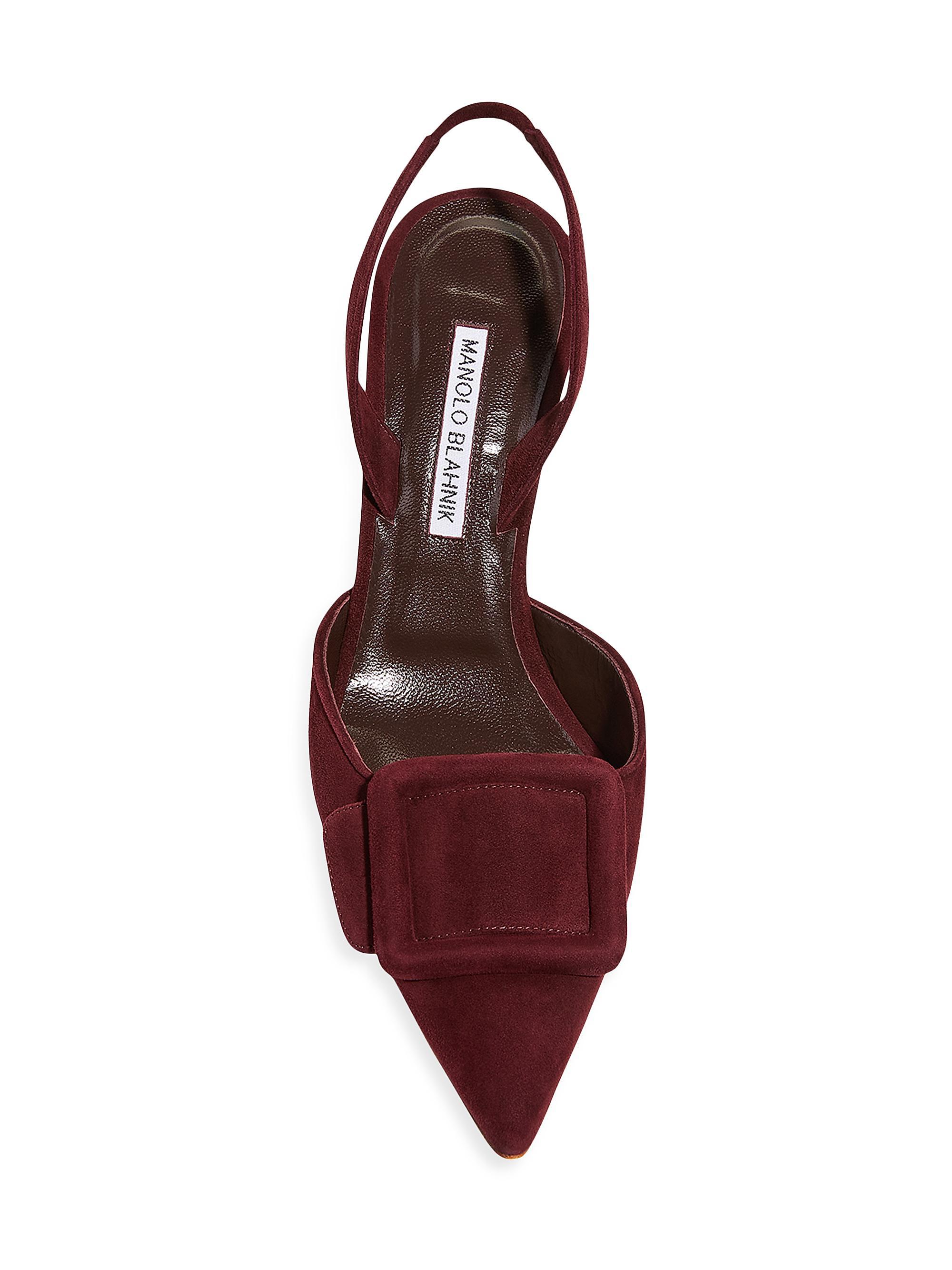 Manolo Blahnik Maysli 70MM Suede Slingback Pumps | Saks Fifth Avenue
