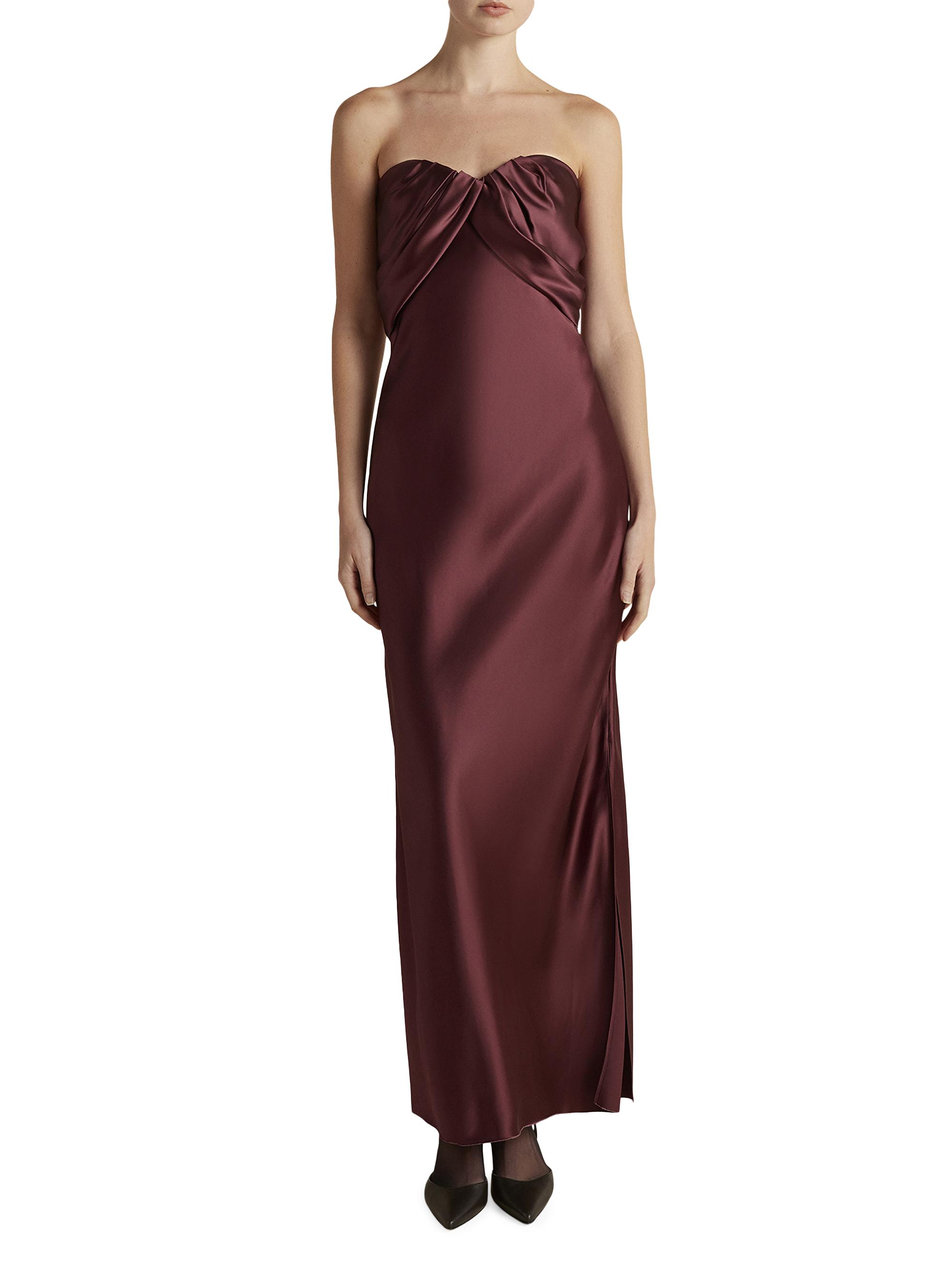 Marina Moscone Women's Satin Draped Bustier Dress - Garnet