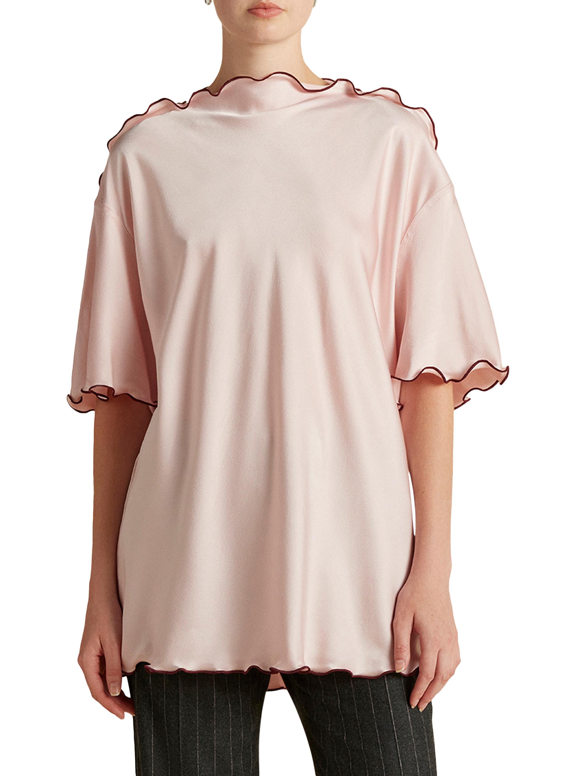 Marina Moscone Women's Cady T-Shirt with Scalloped Edge - Camellia