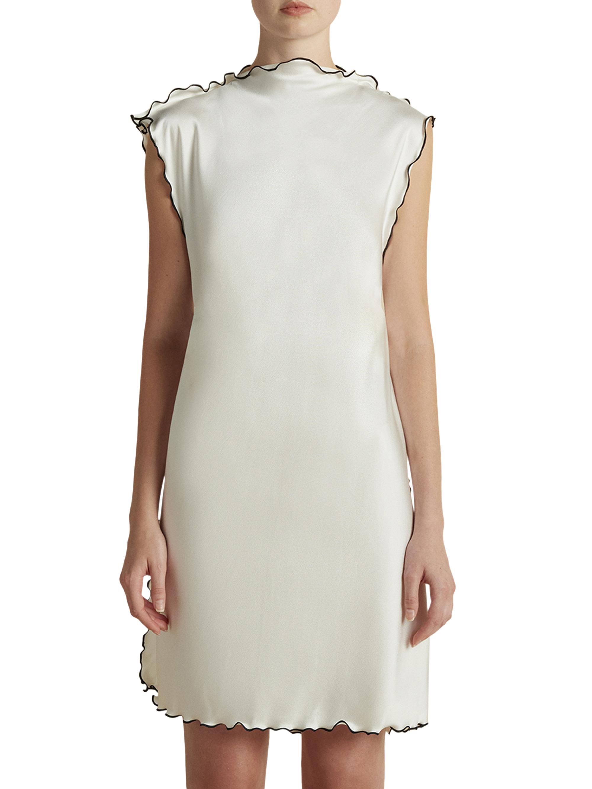 Marina Moscone Women's Cady Mini Sheath with Scalloped Edge -