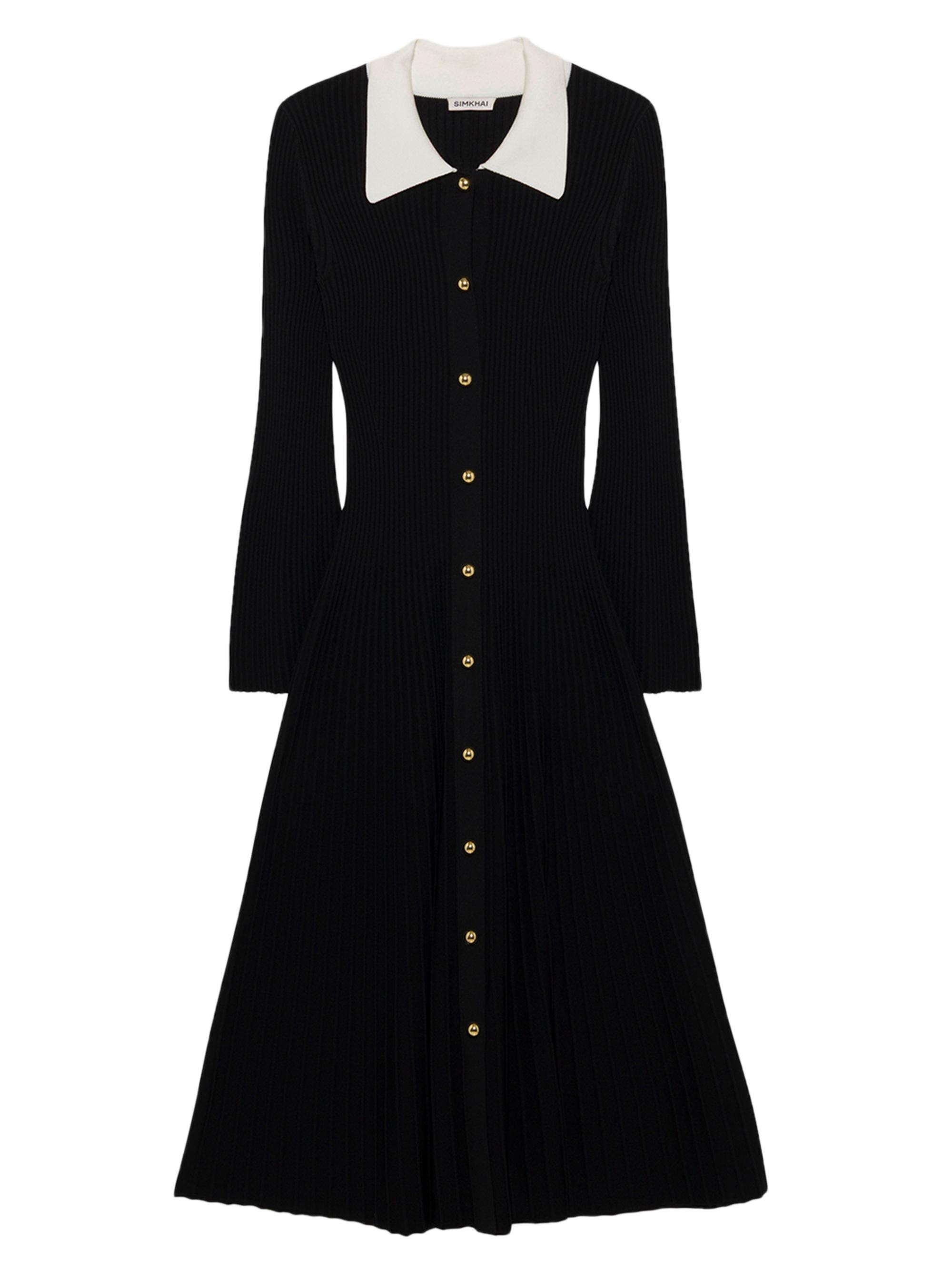 SIMKHAI Women's Philippa Fit & Flare Midi-Dress - Black