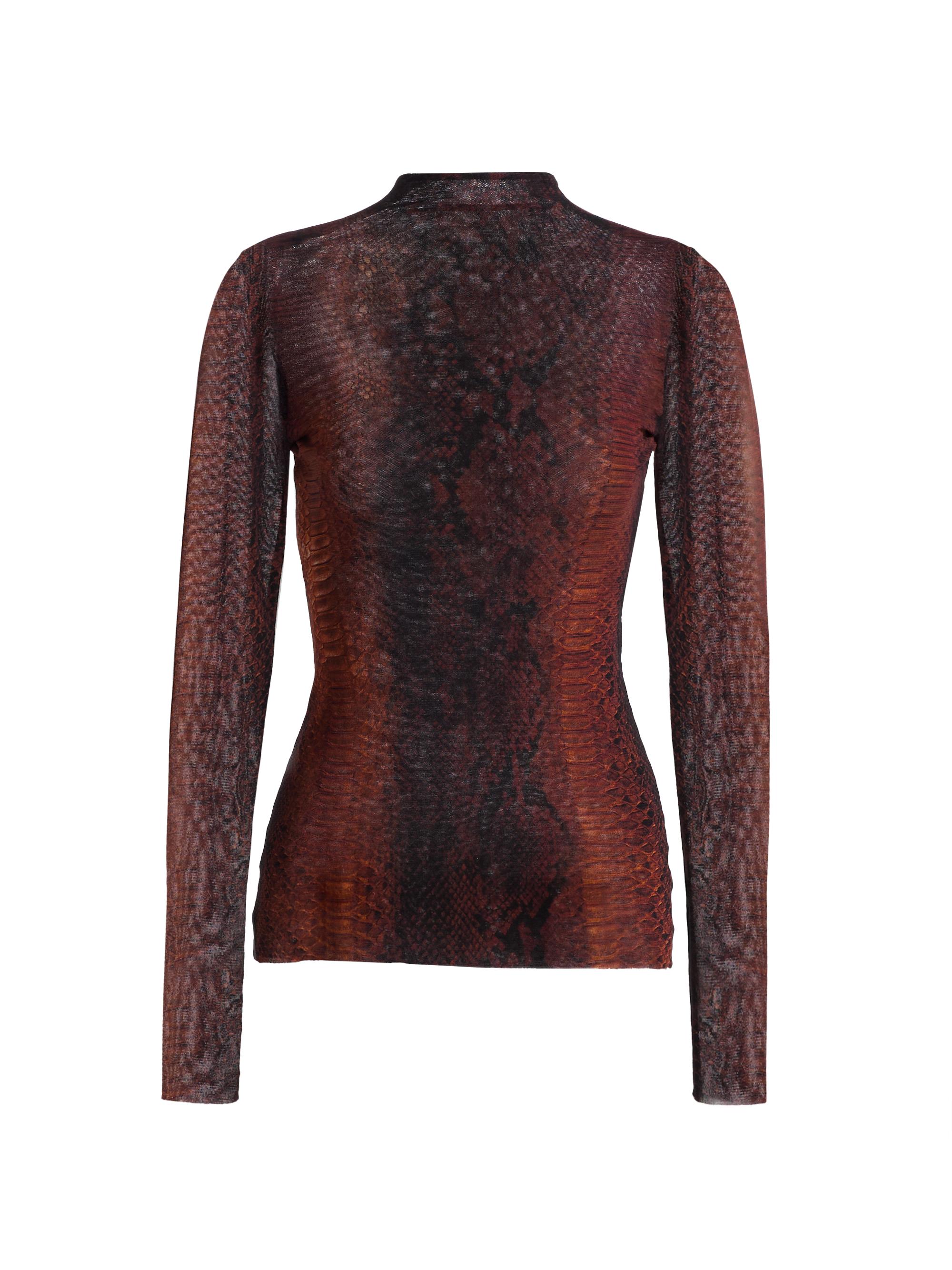 Jean Paul Gaultier Women's Snakeskin-Print Mesh Top - Brown Black - Women's Clothing