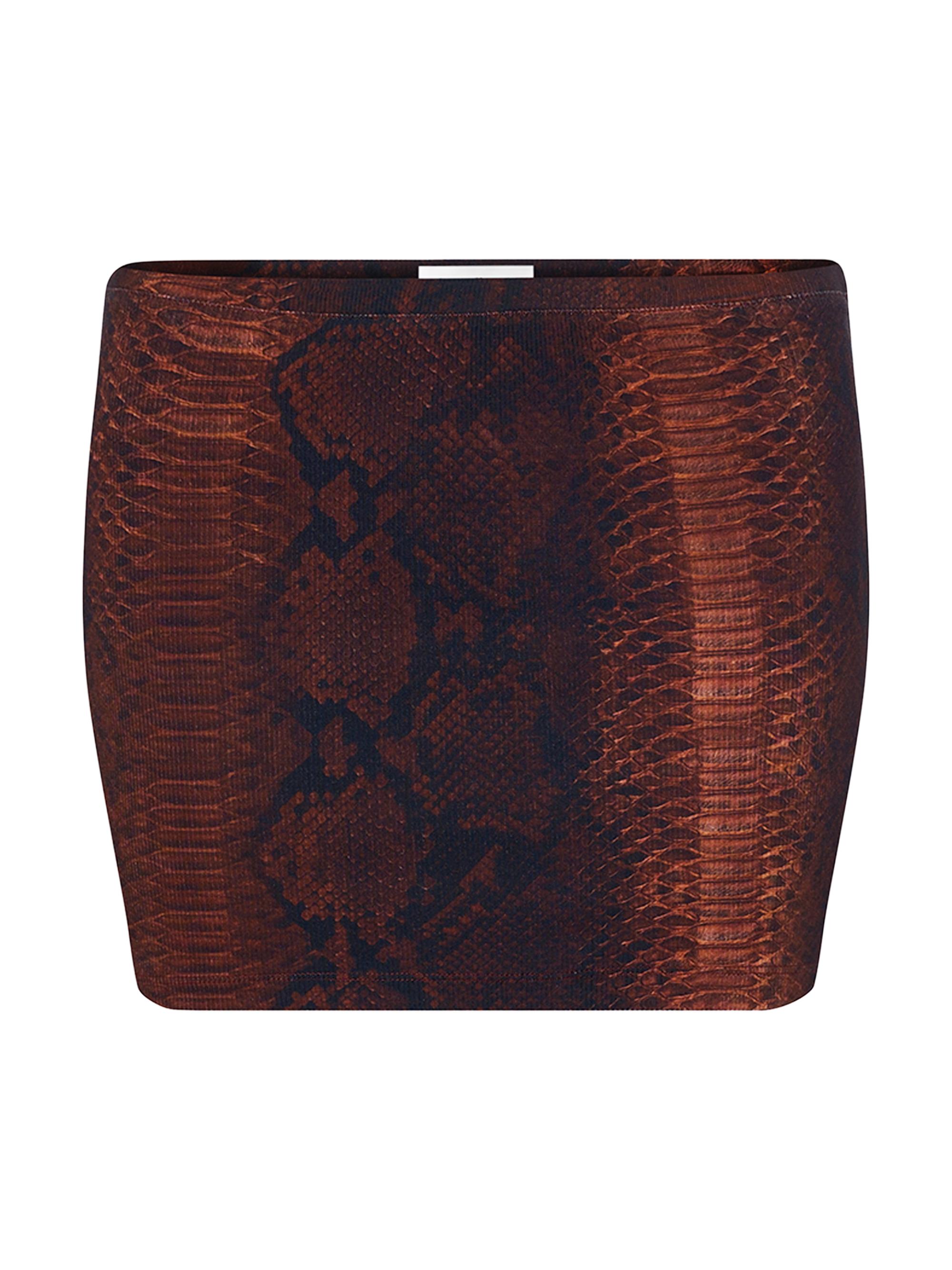 Jean Paul Gaultier Women's Python-Print Rib-Knit Stretch-Cotton Miniskirt - Brown Black