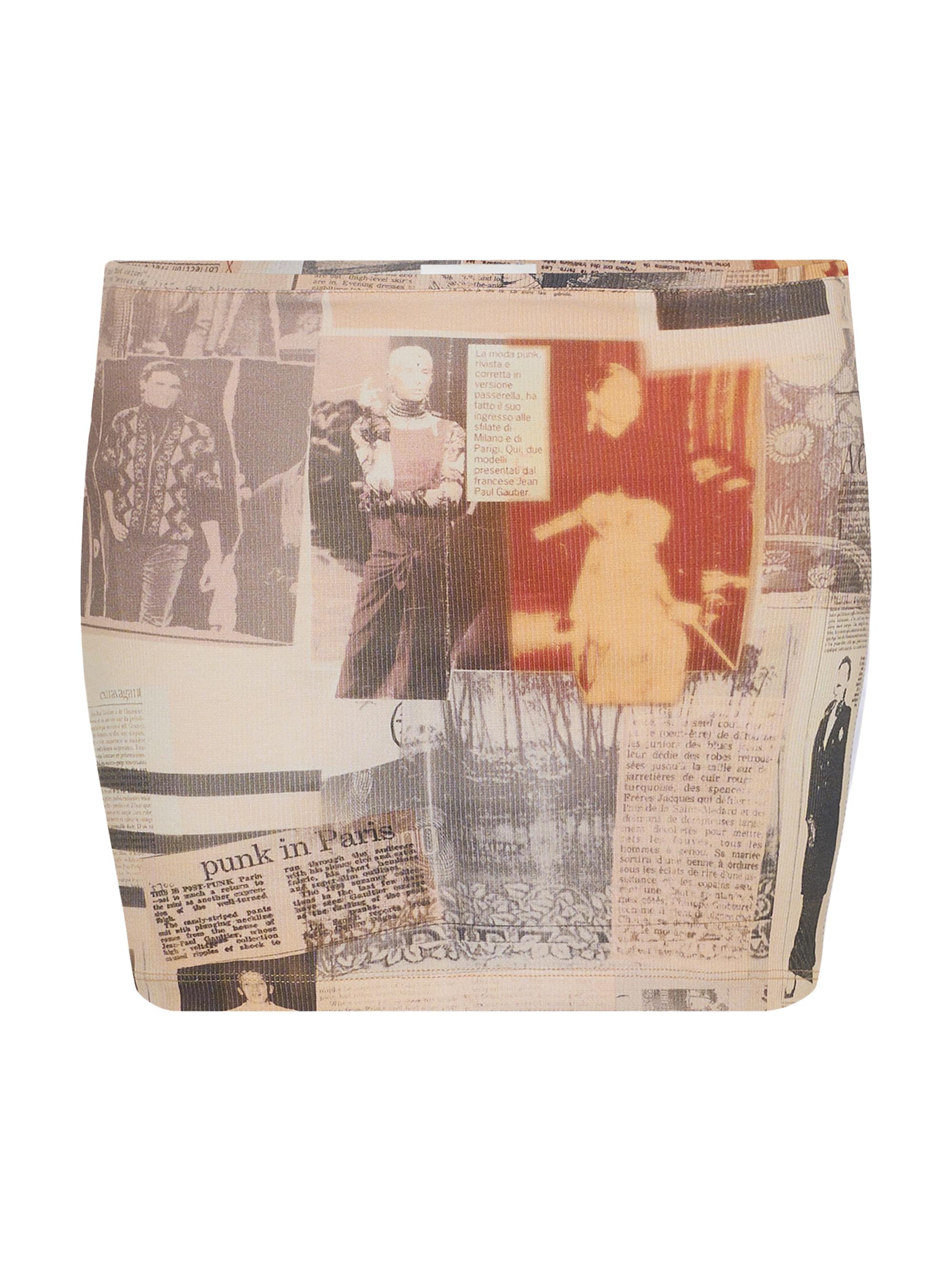 Jean Paul Gaultier Women's Journal-Print Cotton Jersey Miniskirt - Ecru Lightgrey Red