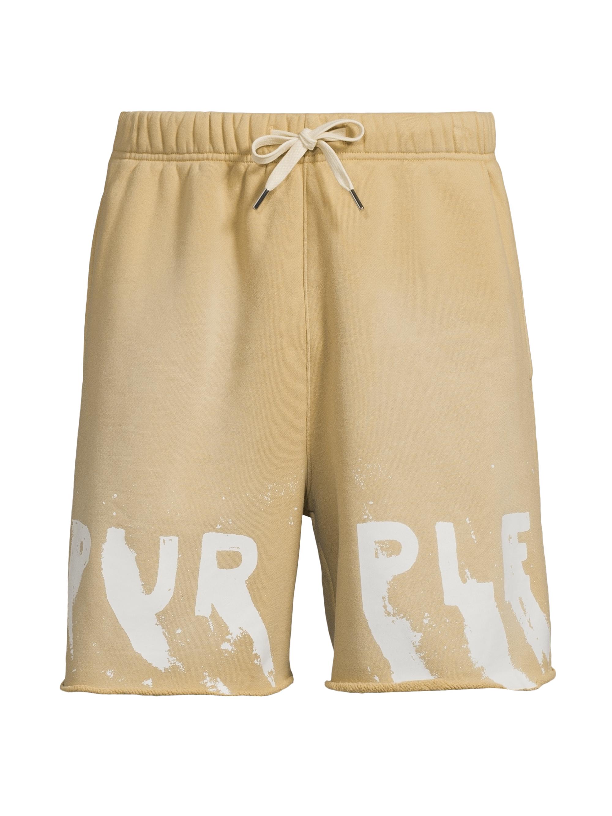 Purple Brand Men's Logo Cotton Fleece Shorts - Tan