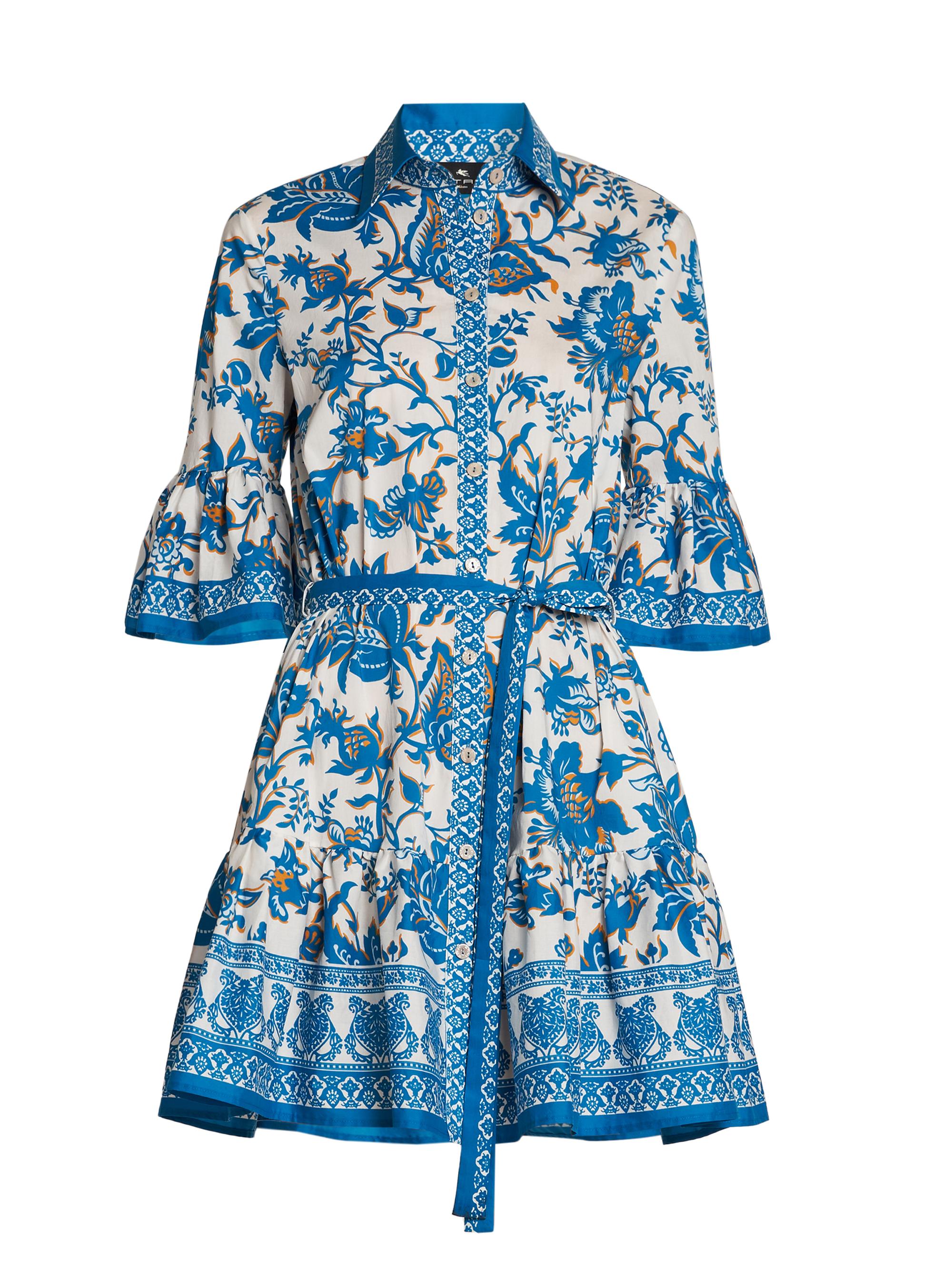 Etro Women's Floral Stretch Cotton Mini-Shirtdress - Stampa Bianco