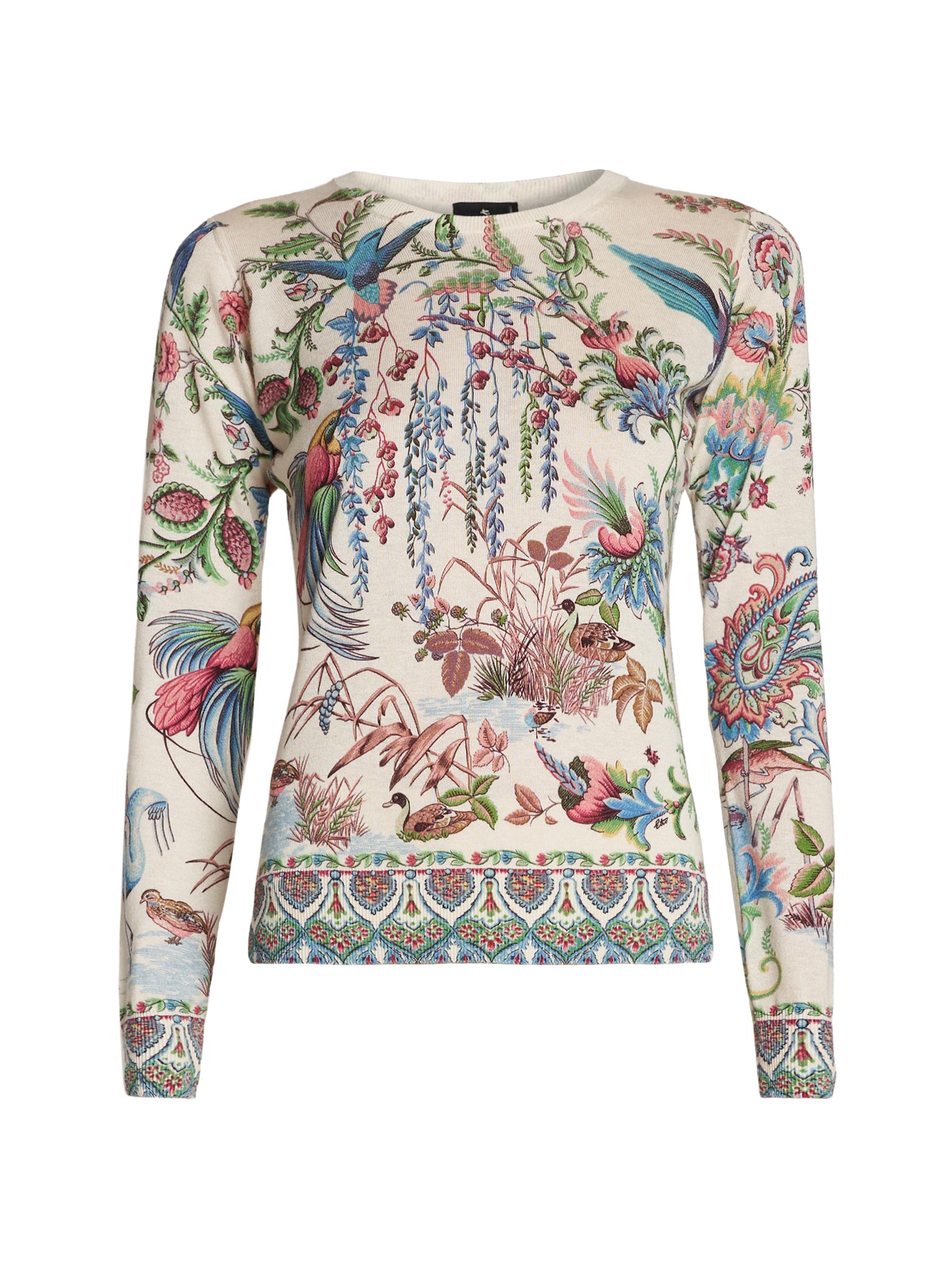 Etro Women's Printed Knit Crewneck Top - Multicolor Azzurro