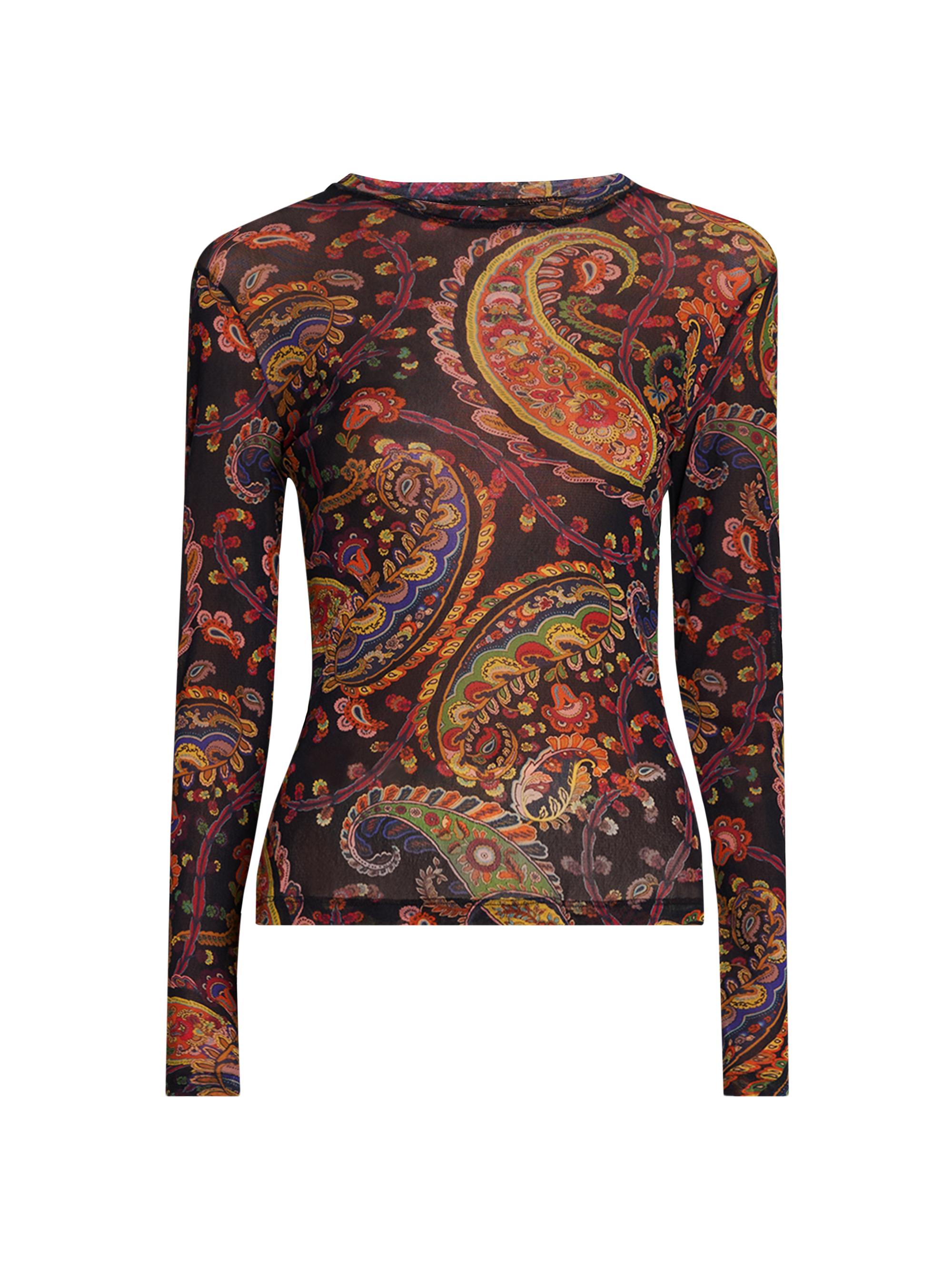 Etro Women's Paisley Slim-Fit Long-Sleeve Top - Printed Blue Base