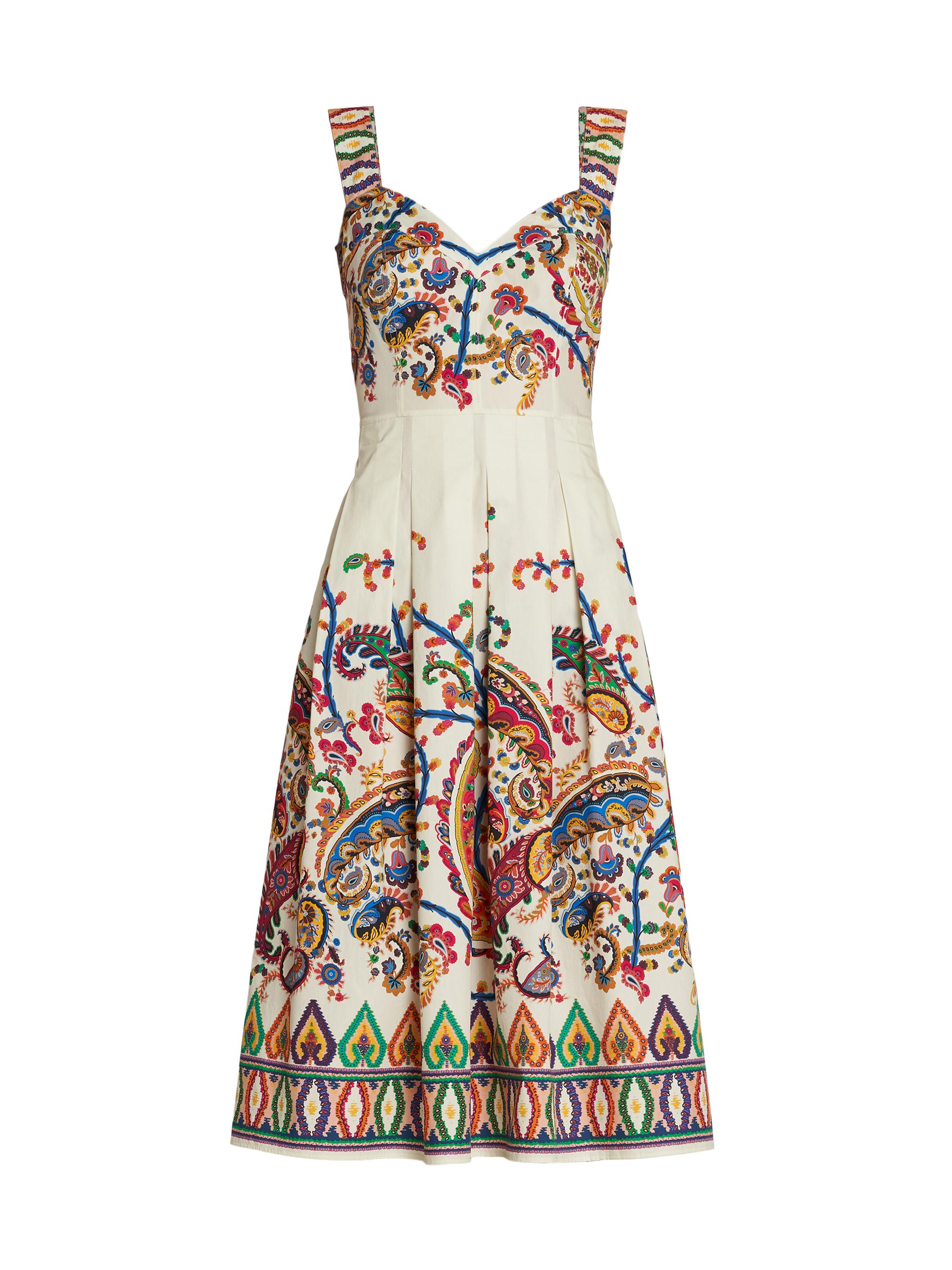 Etro Women's Paisley Pleated Apron Midi-Dress - Stampa Bianco