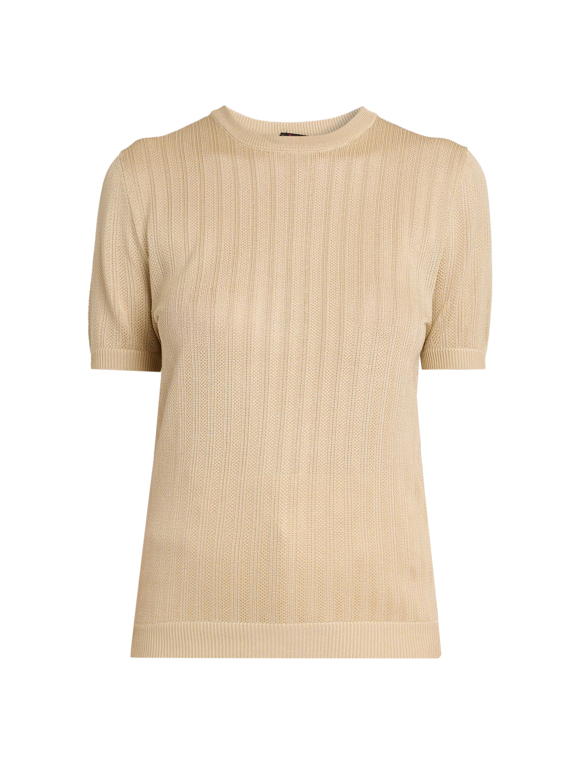 Kiton Women's Rib-Knit Silk T-Shirt - Sand