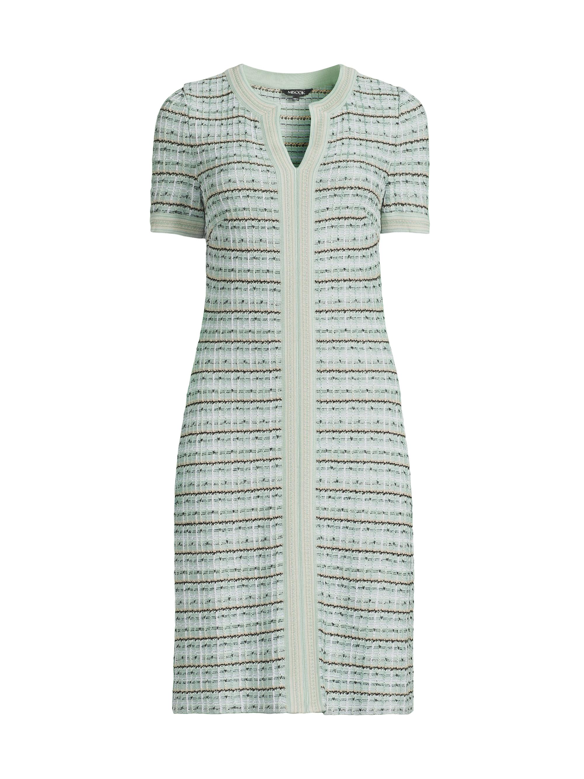Misook Women's Plaid-Textured Sheath Knee-Length Dress - Fresh Mint Mystic Green