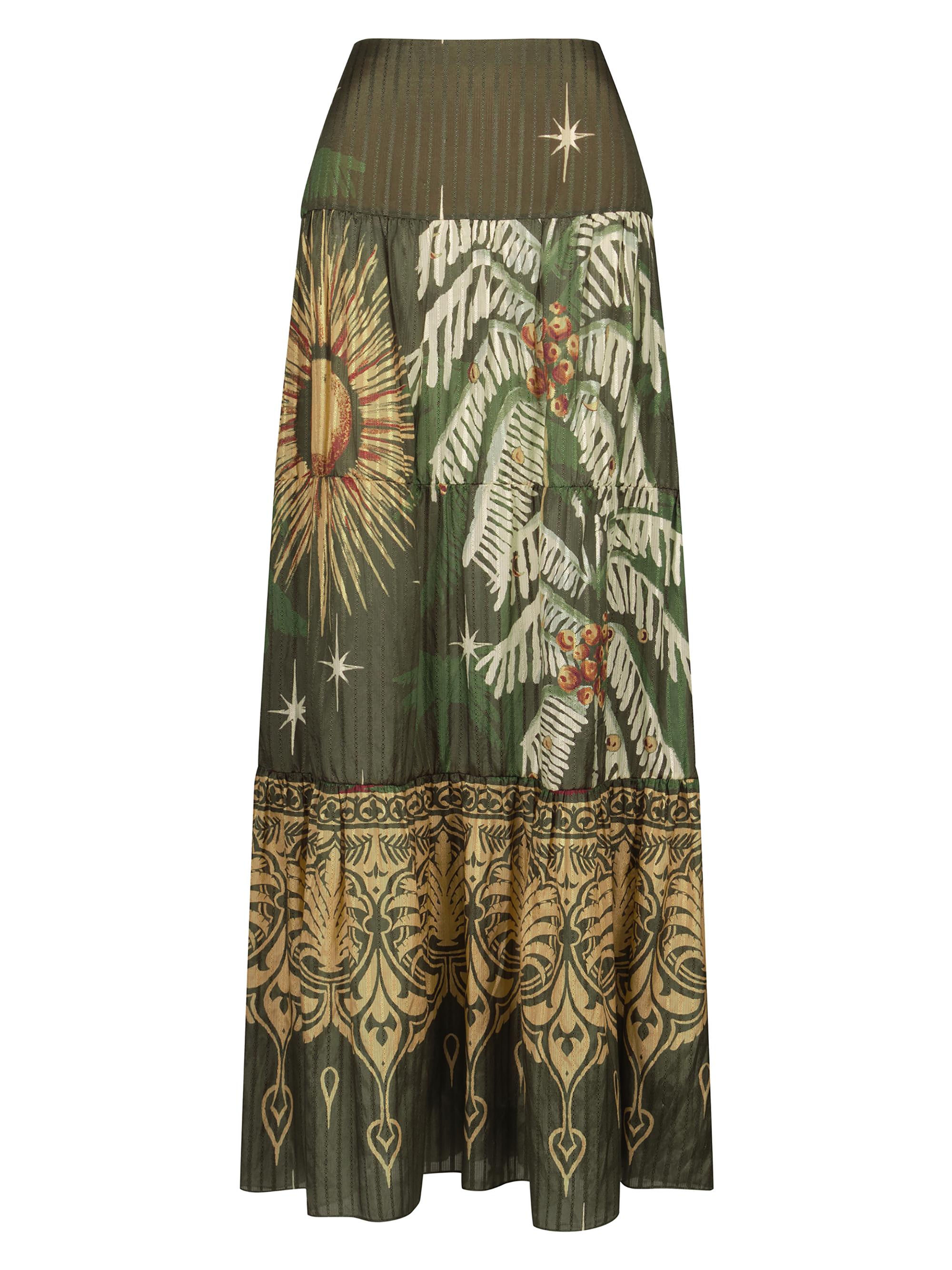 Women’s Relatos De Mi Tierra Maxi Skirt – Green Yellow – Size 4