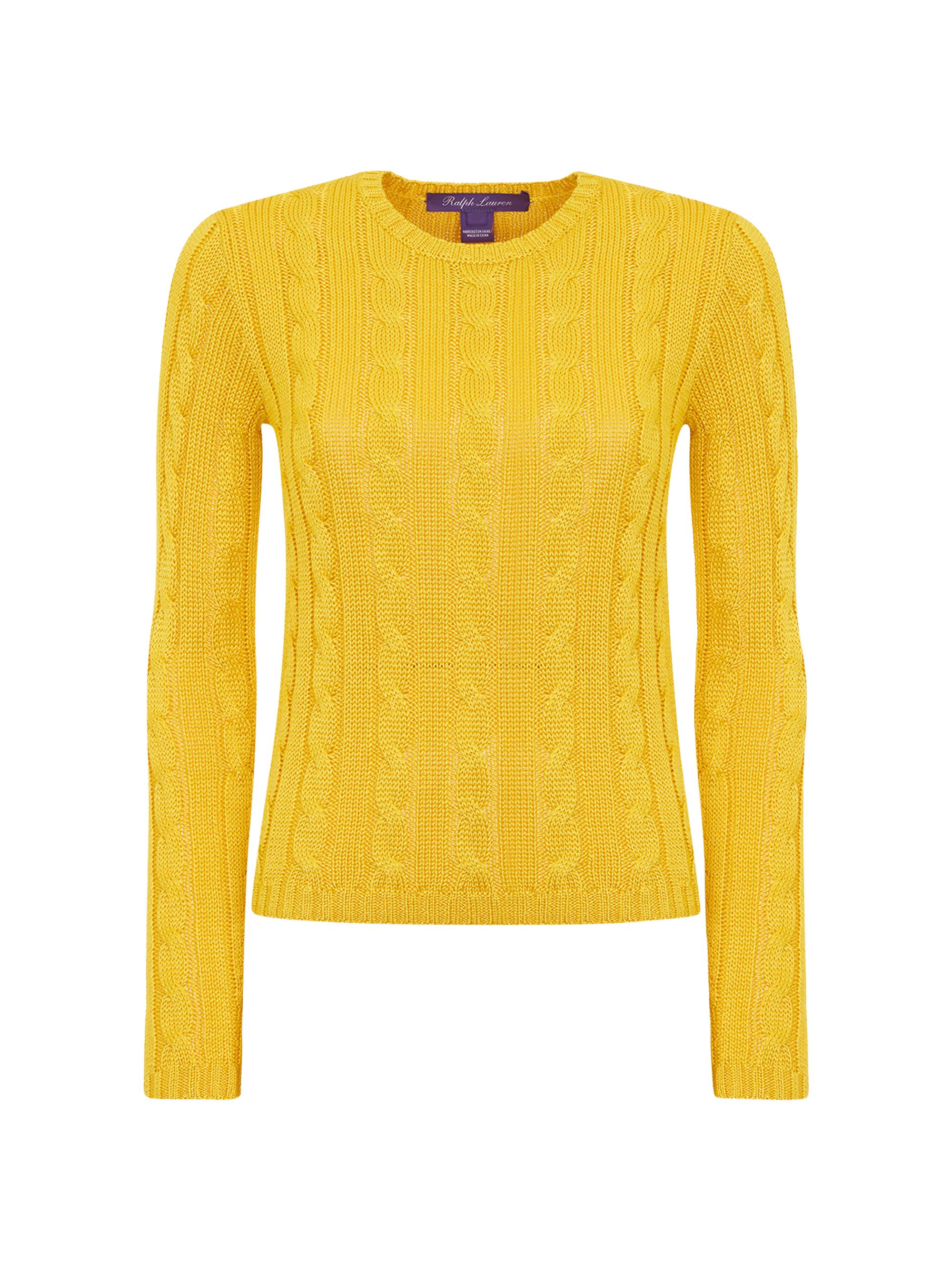 Ralph Lauren Collection Women's Cable-Knit Silk Crewneck Sweater - Racing Yellow