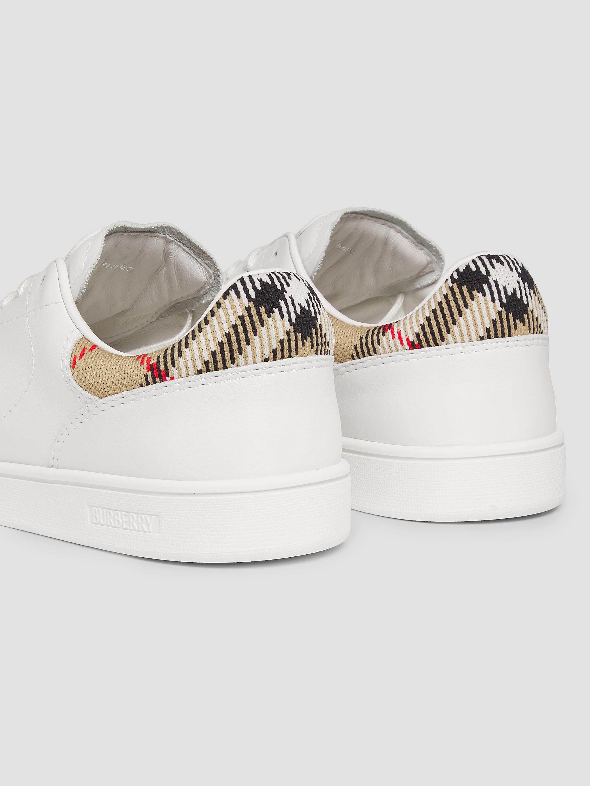 Burberry Check Leather Low-Top Sneakers | Saks Fifth Avenue