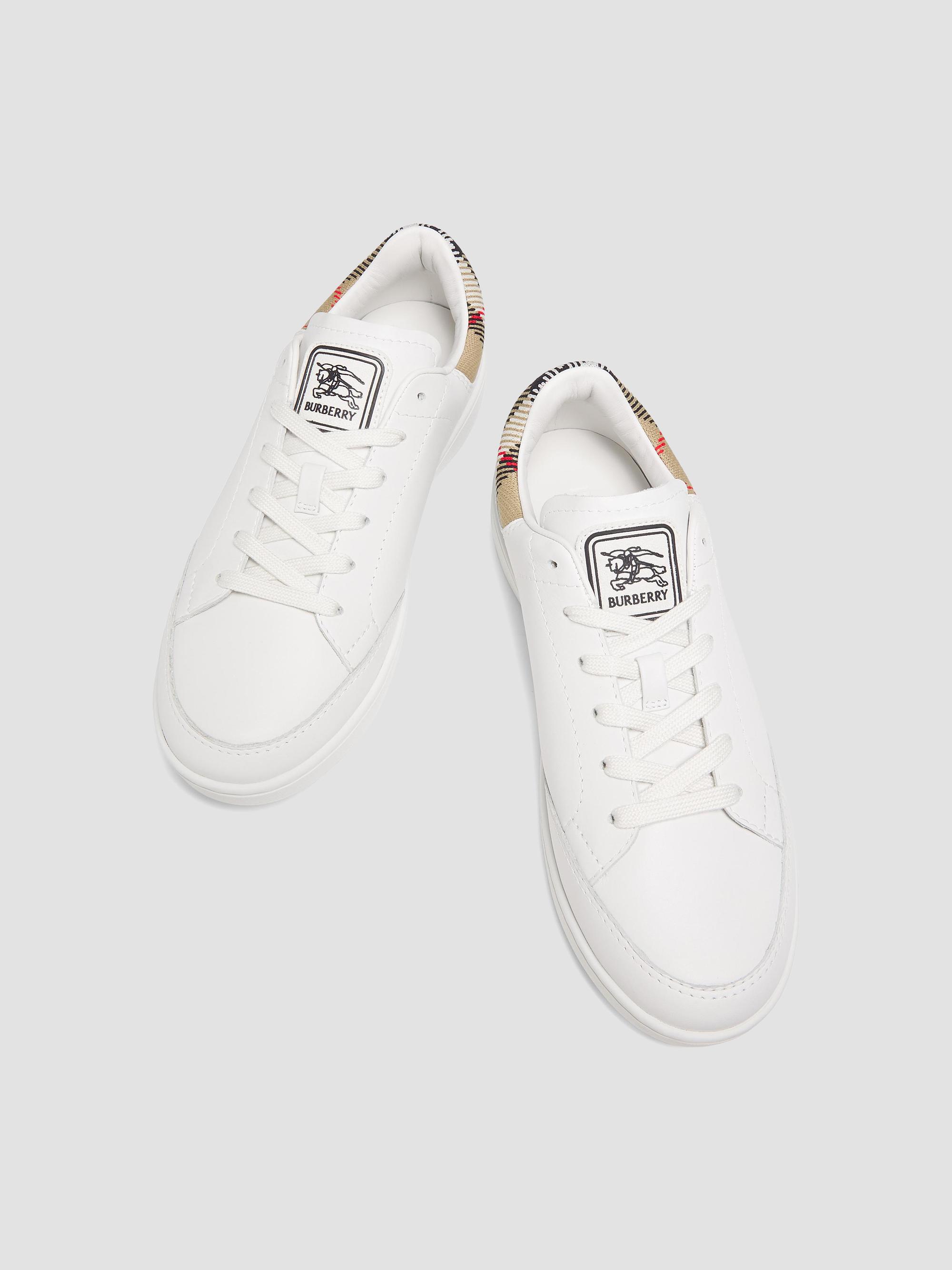Burberry Check Leather Low-Top Sneakers | Saks Fifth Avenue