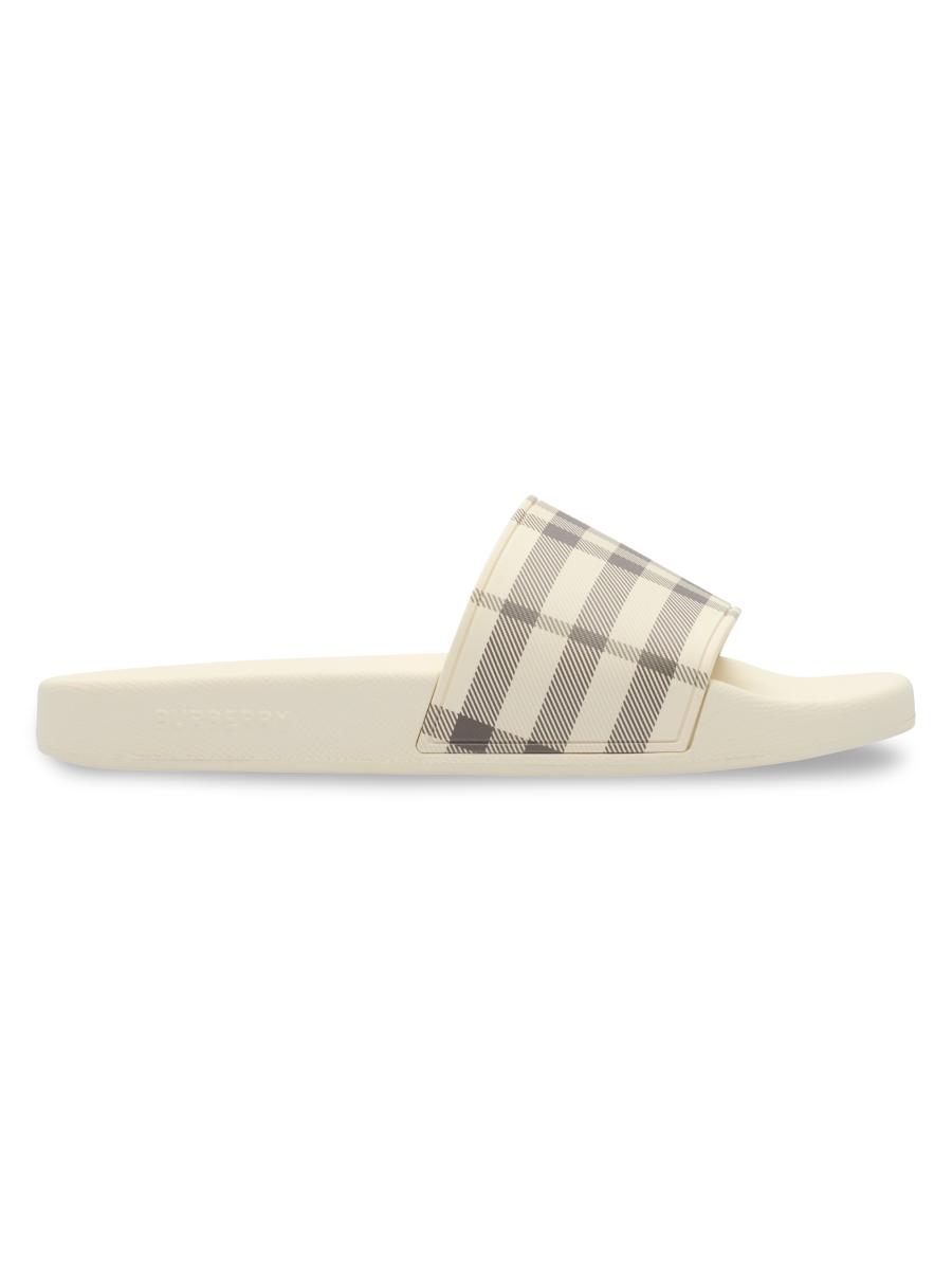 ★BURBERRY★ウエッジウッド チェックサンダル ベージュ系 サイズ39 Burberry Furley Check Slides | Saks Fifth Avenue