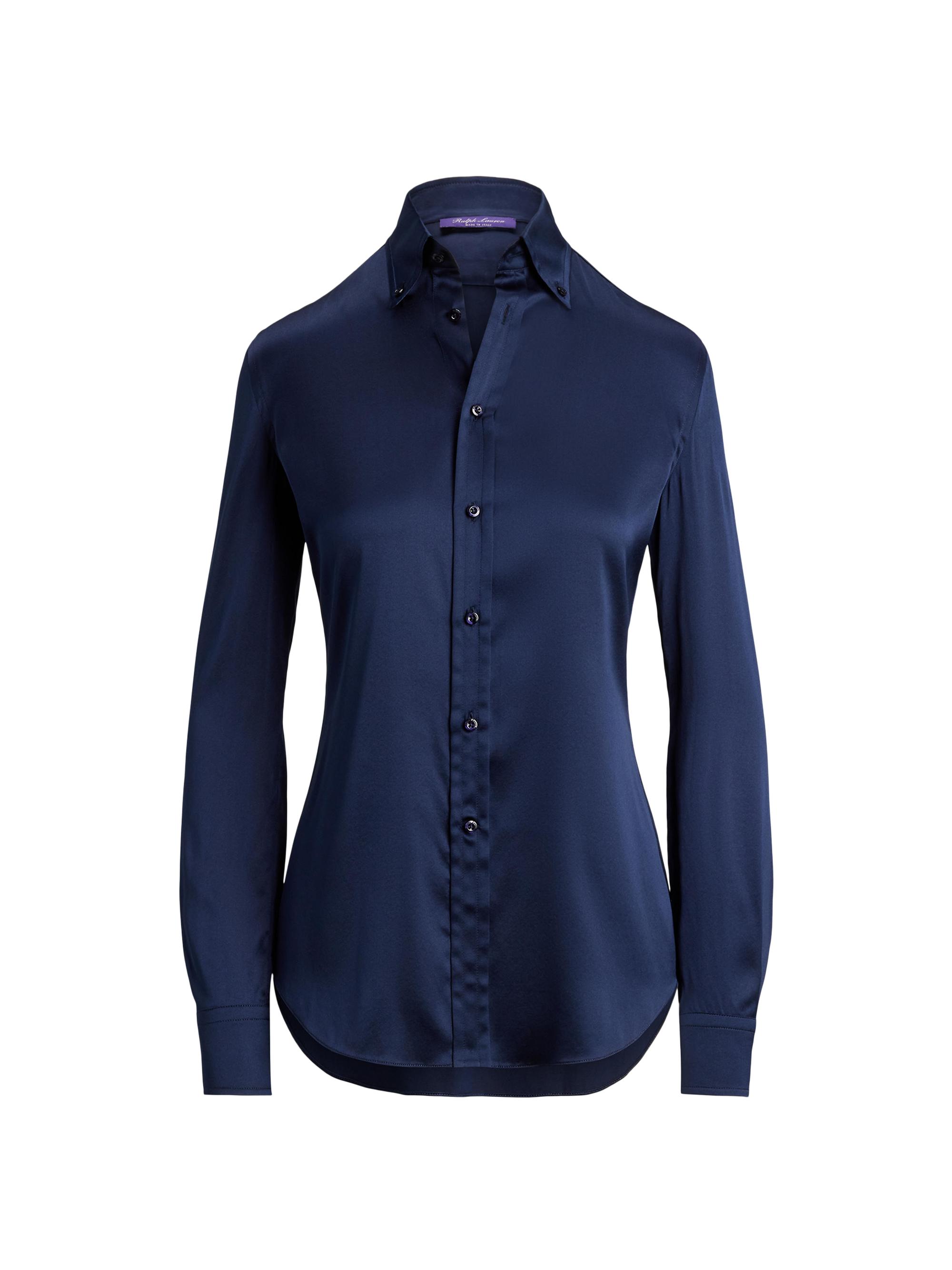 Ralph Lauren Collection Women's Cameron Stretch Silk Charmeuse Button-Down Shirt - Icon Navy