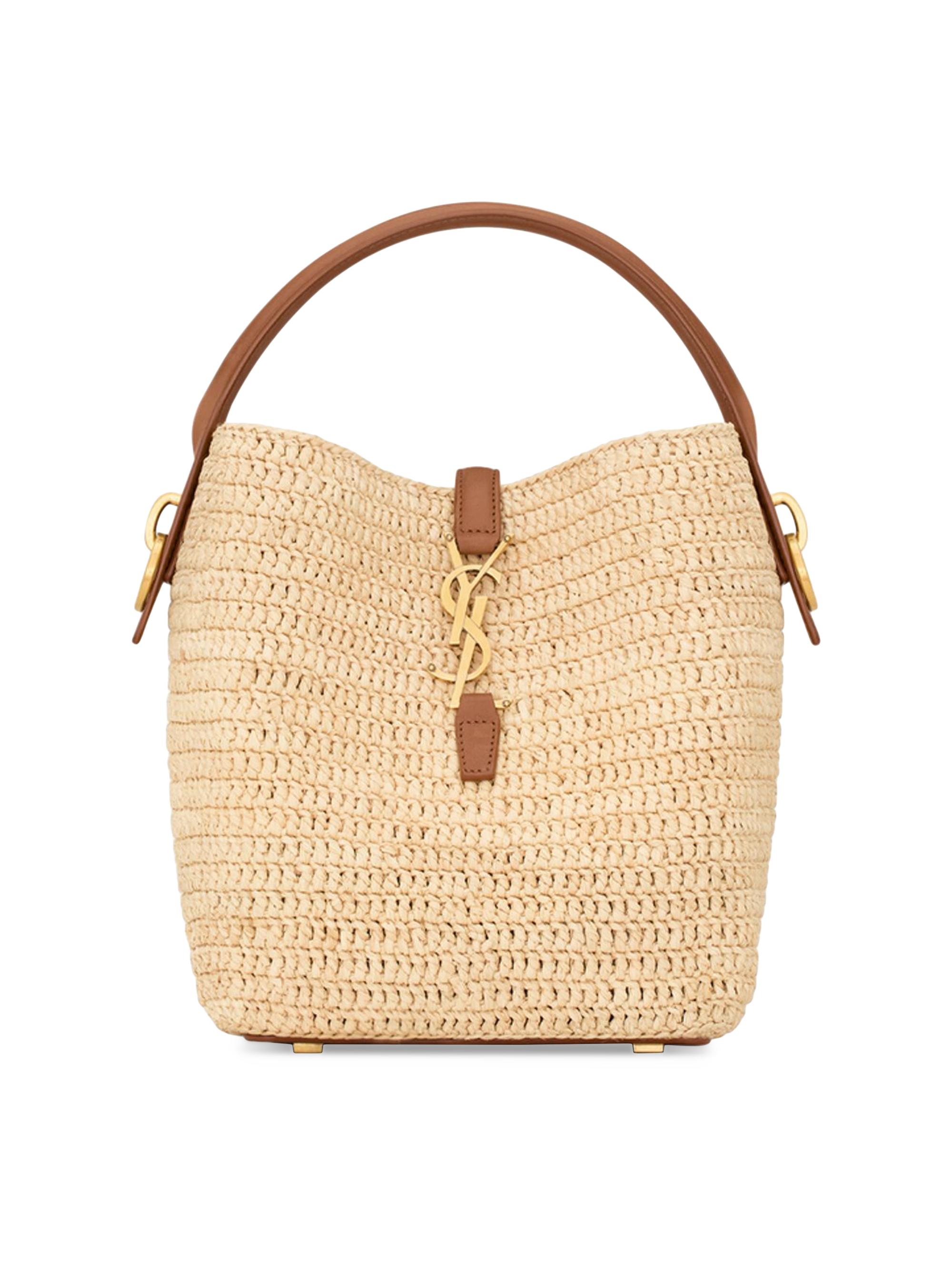 Saint Laurent Women's Le 37  Bucket Bag in Raffia - Natural And Brick