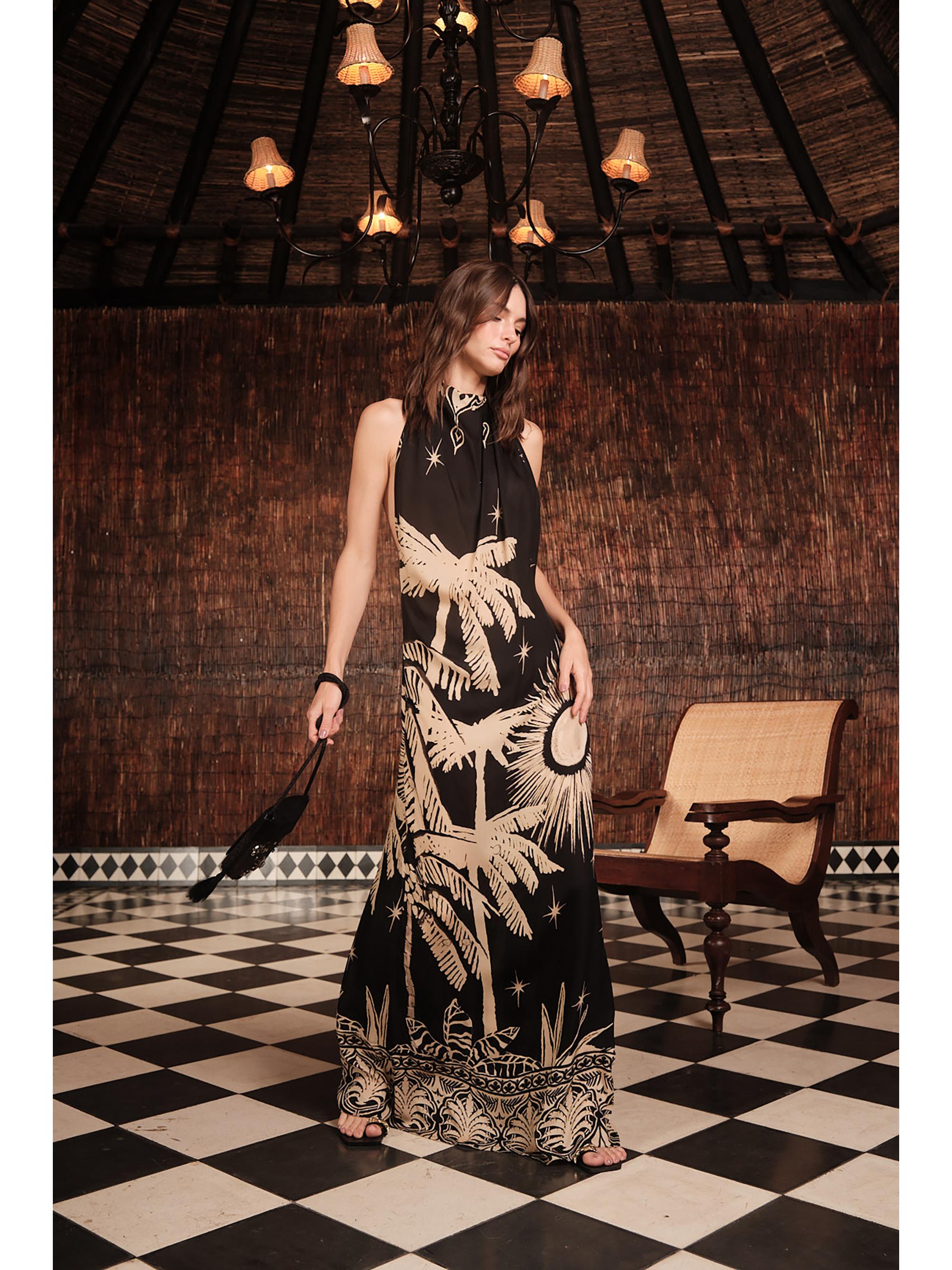 johanna ortiz dress + NET SUSTAIN Distinguished Avardians sequined silk-jacquard halterneck mini - black 52.25in / 133.0cm Johanna Ortiz, Floral silk Maxi