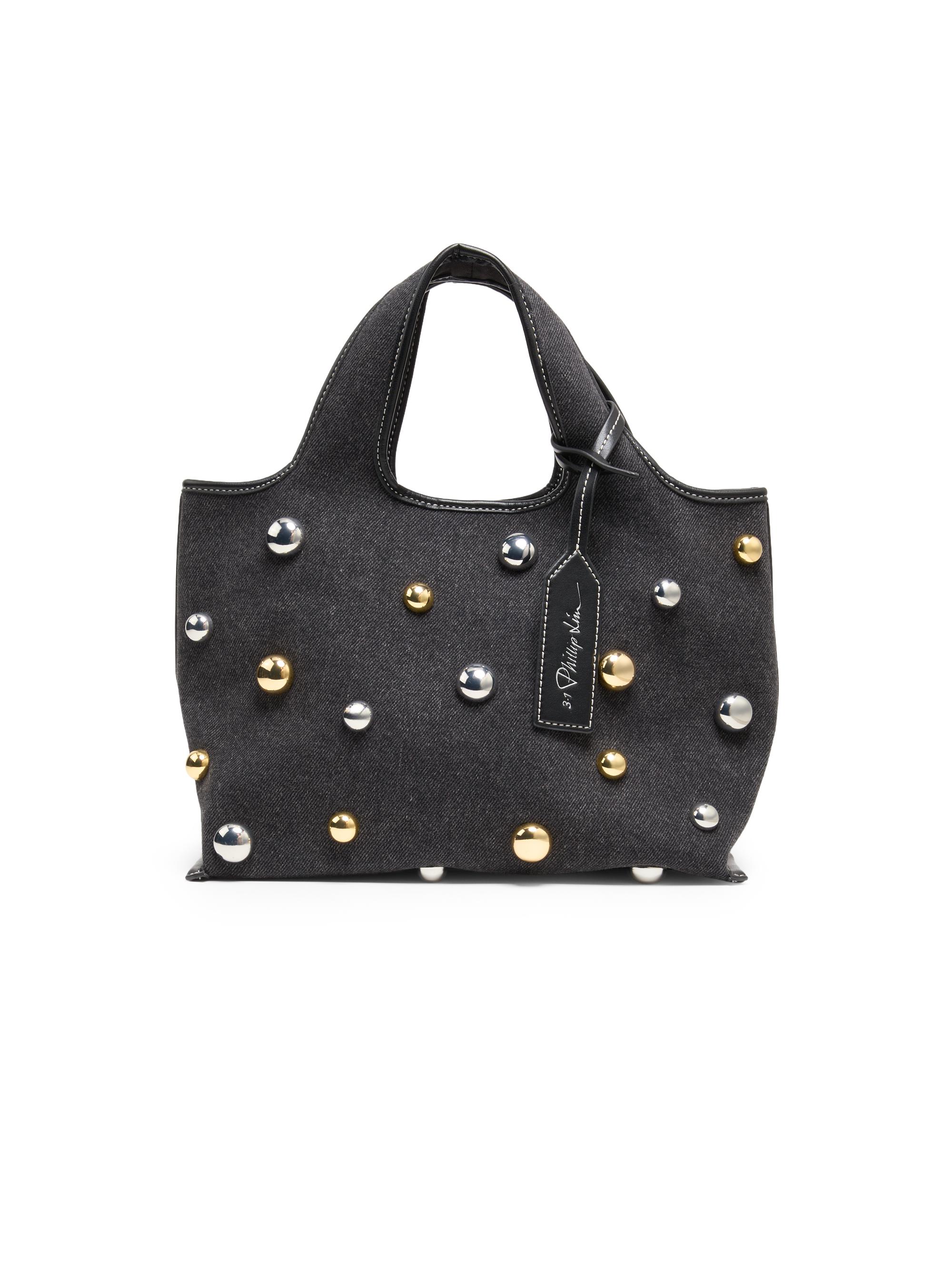 3.1 Phillip Lim Women's Mini Market Dome-Embellished Denim Tote Bag - Black