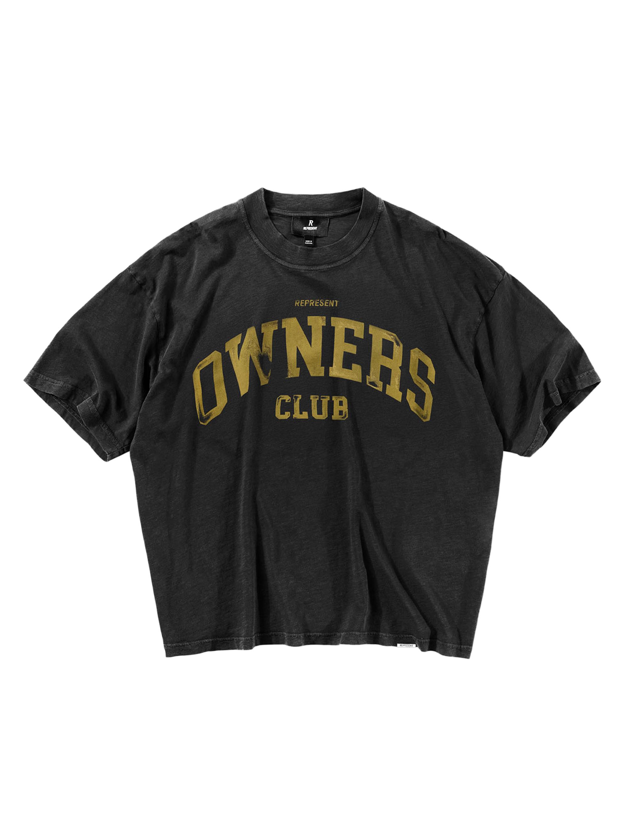 Represent Men's Owners Cotton Crewneck Crop T-Shirt - Faded Black