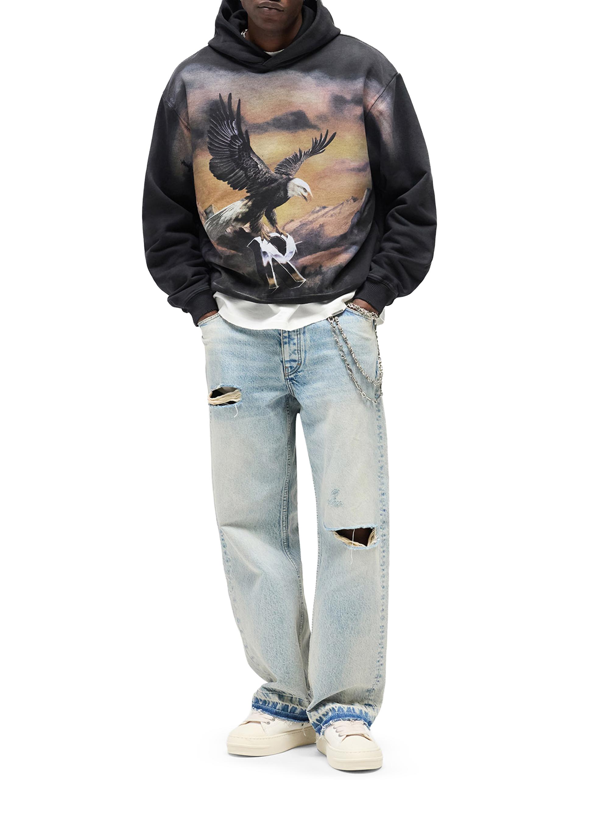 Represent Men's Graphic Cotton Hoodie - Stained Black