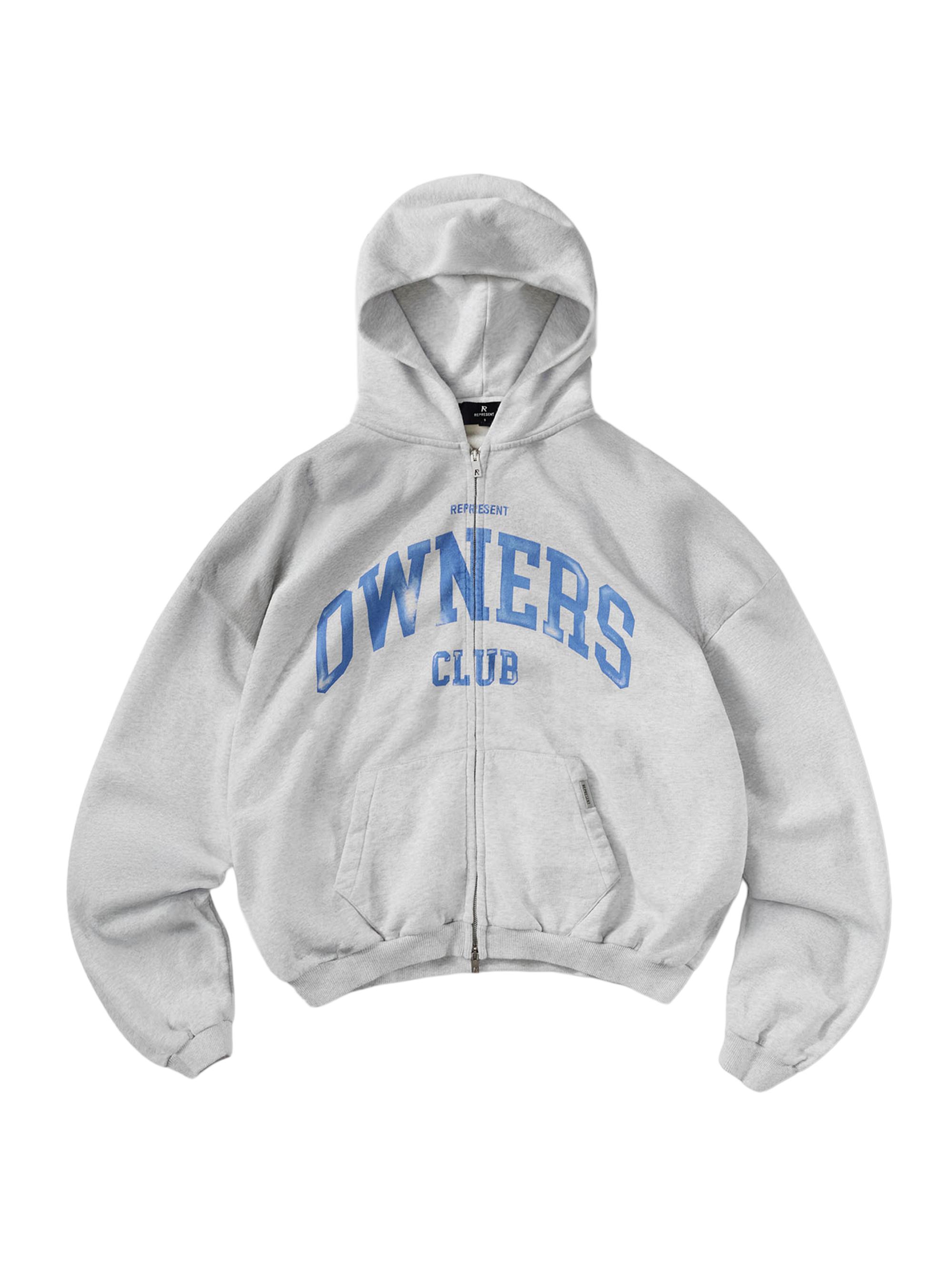 Represent Men's Owners Full-Zip Hoodie - Sprayed Ice Grey Marl