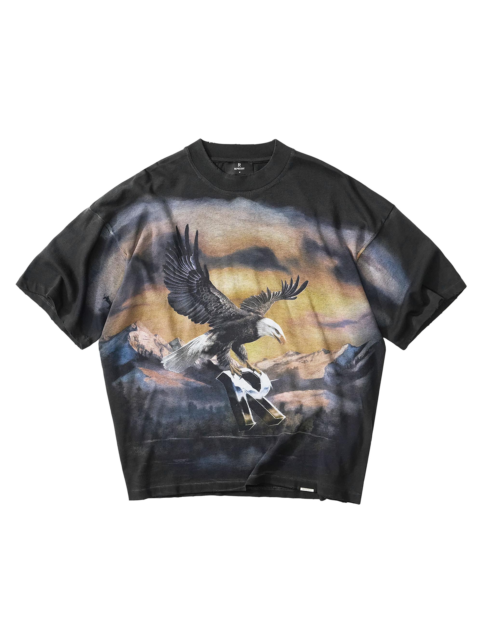 Represent Men's Flight Graphic Cotton T-Shirt - Stained Black