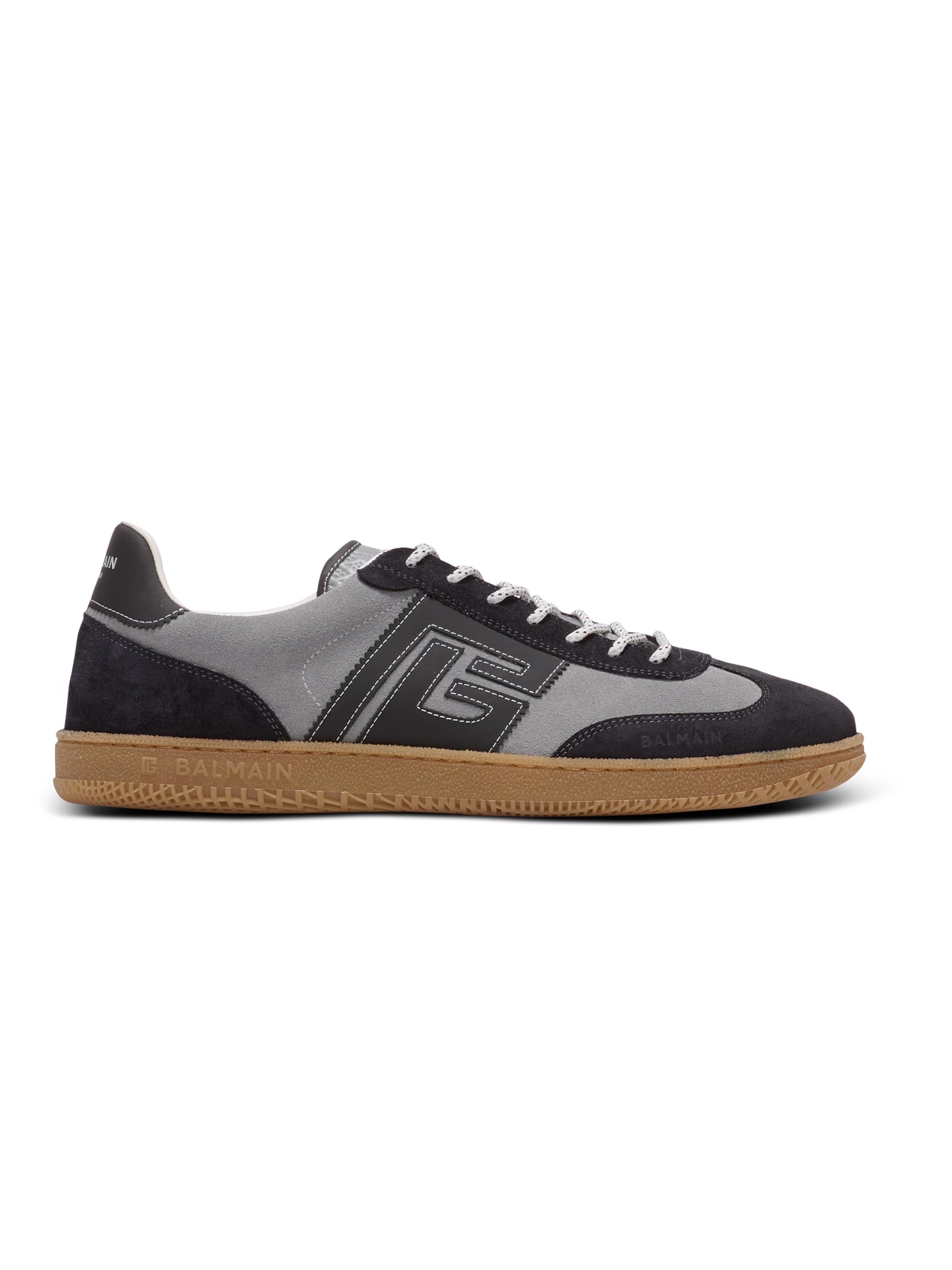 Balmain Men's Low-Top Suede Sneakers - Gris Clair