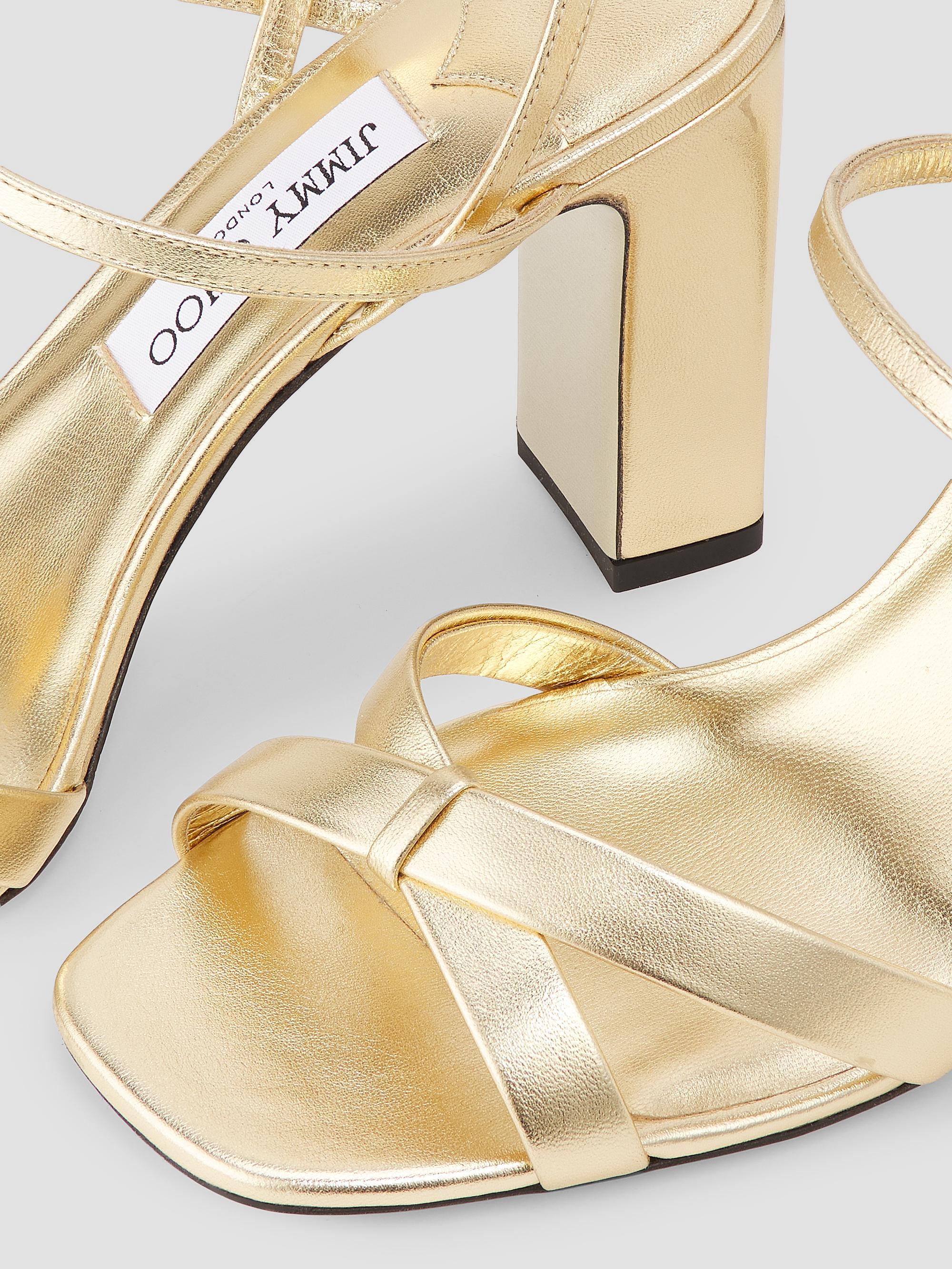 Jimmy Choo Elsy 85MM Metallic Leather Slingback Sandals | Saks