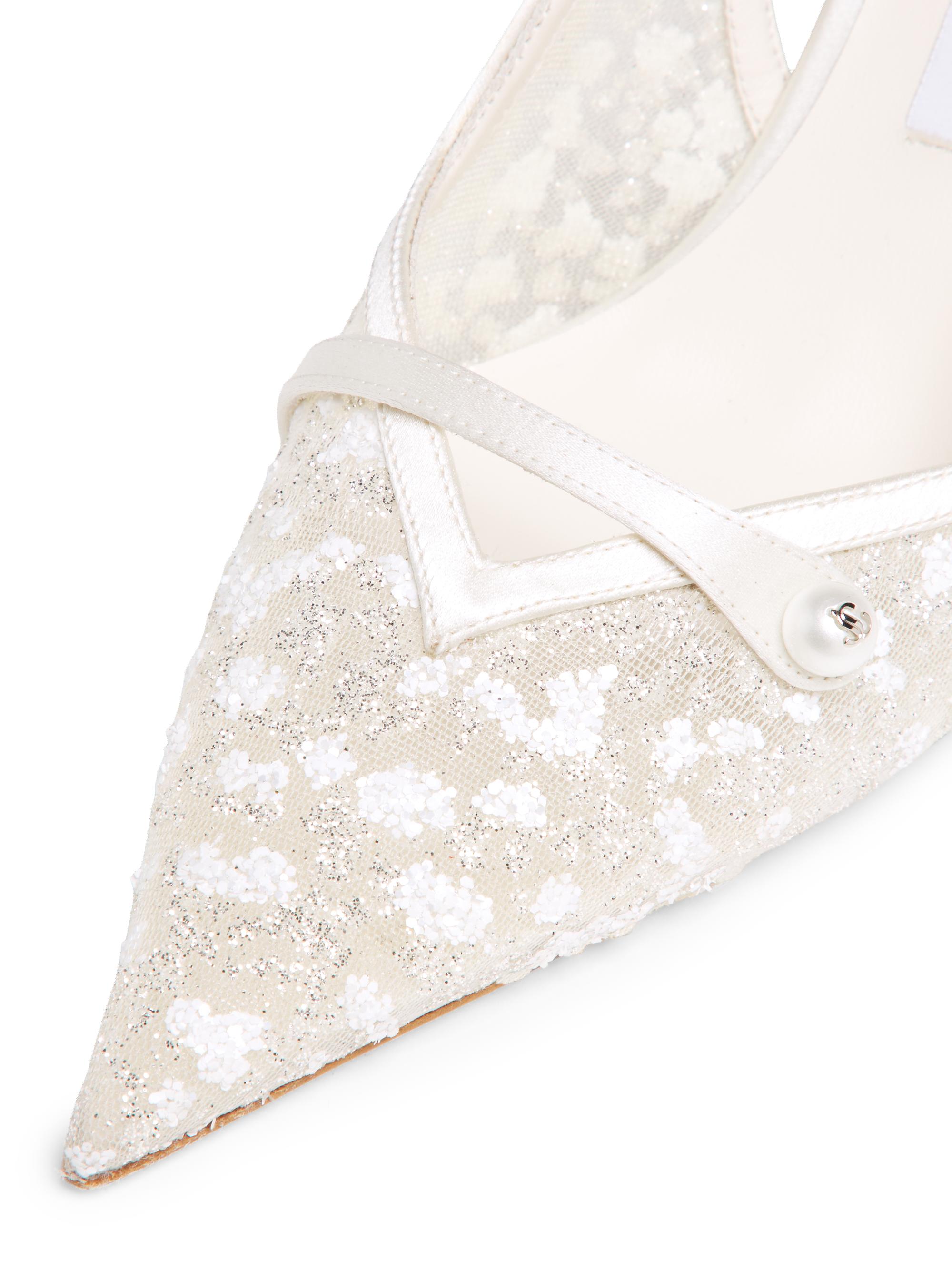 シャルマントファム　Charmant Femme スカラップポンチョ ホワイト Jimmy Choo Amita 85MM Cloudy Glitter Slingback Pumps | Saks Fifth