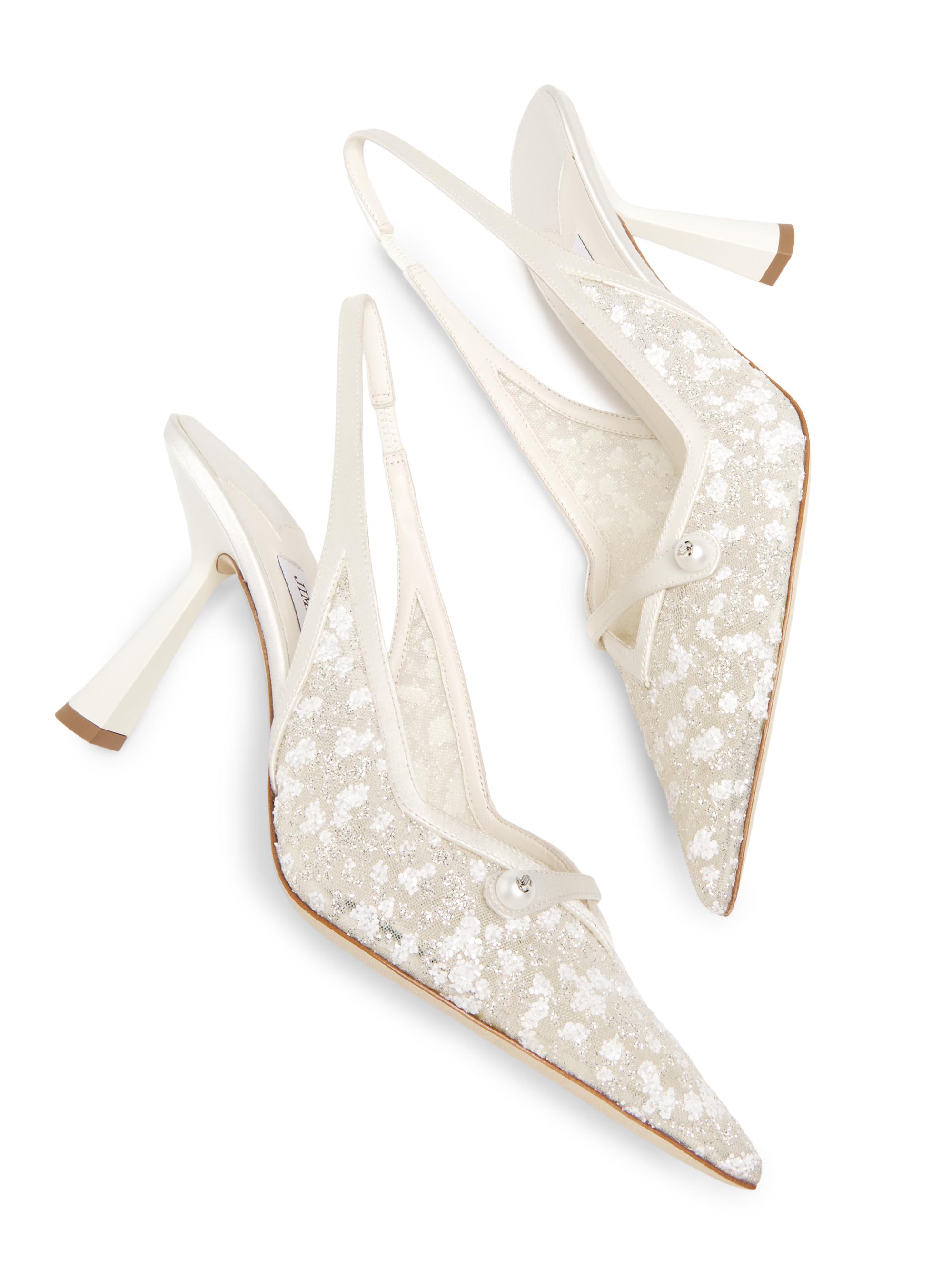 Jimmy Choo Amita 85MM Cloudy Glitter Slingback Pumps | Saks Fifth