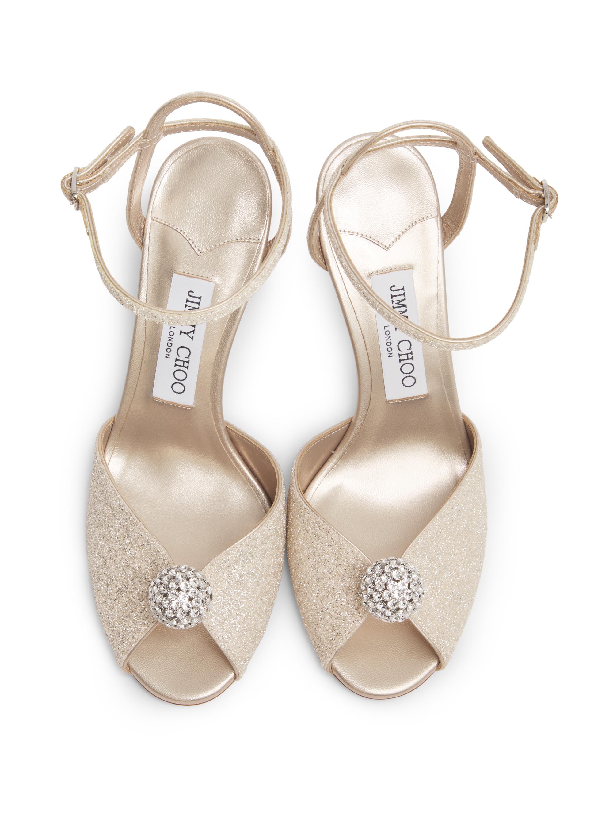 Jimmy Choo Sacora 95MM Sparkle Sandals | Saks Fifth Avenue
