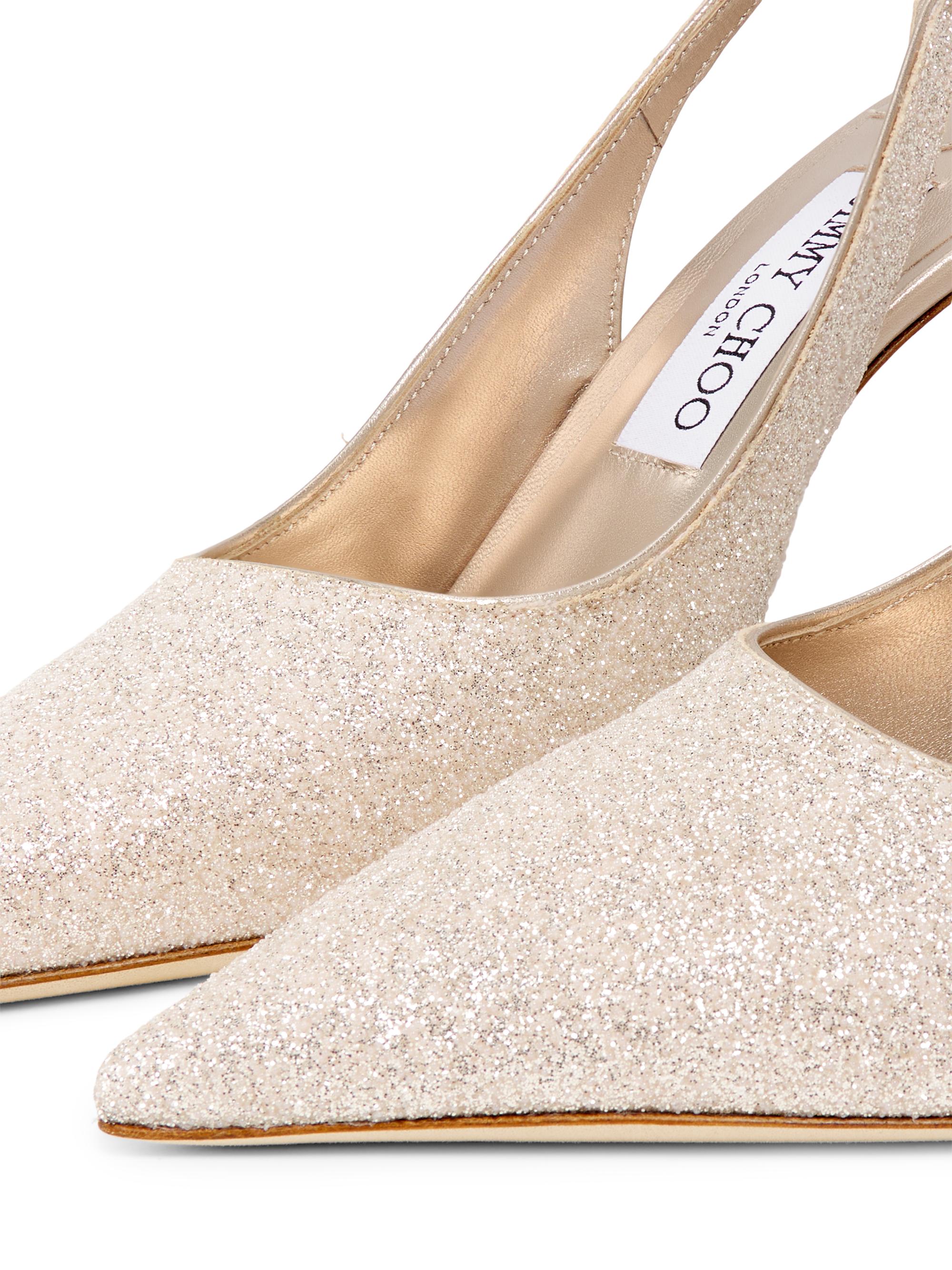 Jimmy Choo Love 85MM Glitter Leather Slingback Pumps | Saks Fifth