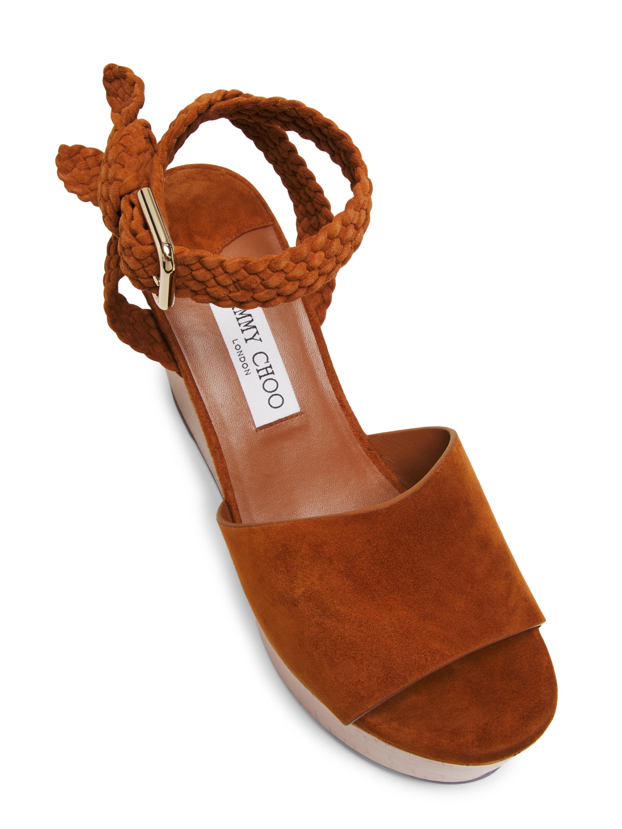 Jimmy Choo Jori 100MM Suede Wedge Sandals | Saks Fifth Avenue