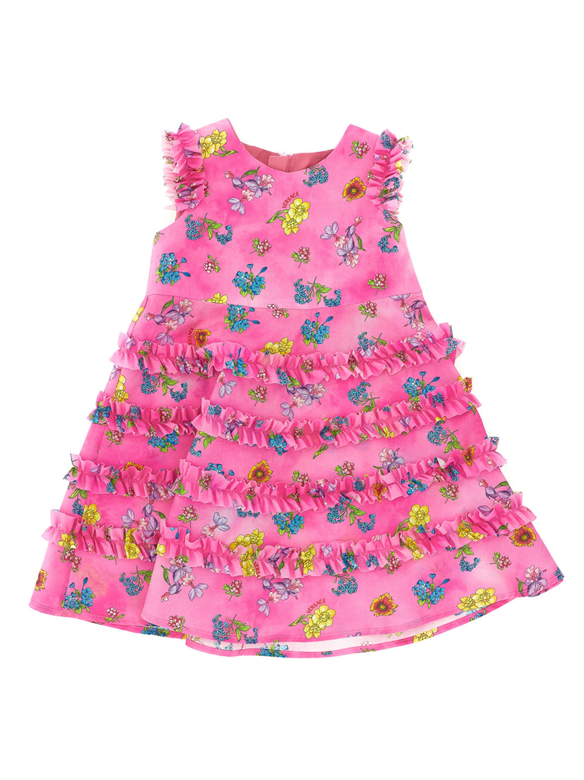 Versace Baby Girl's & Little Girl's Floral Ruffled Poplin Dress - Cyclamen Pink
