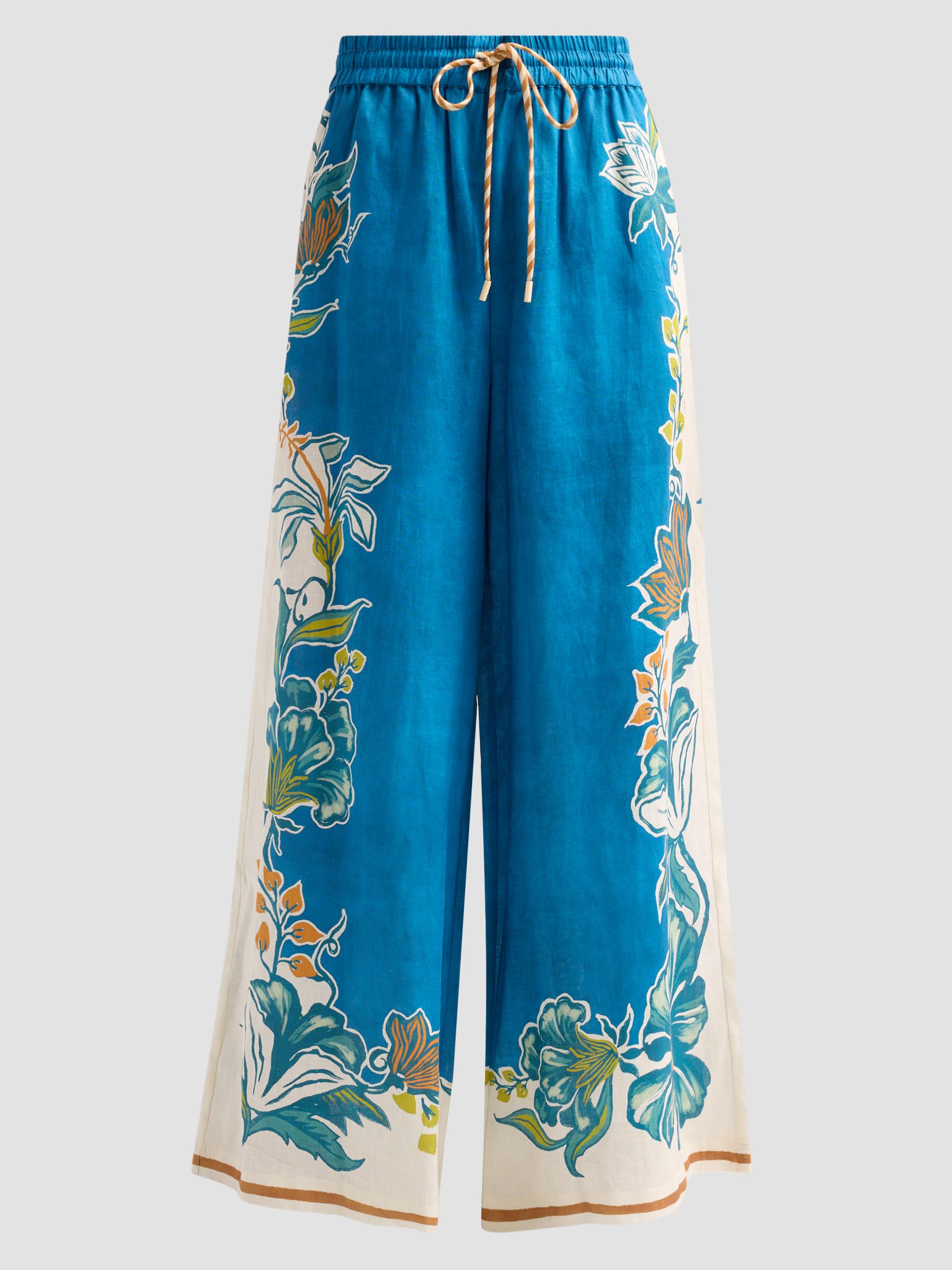 Alémais Luda Floral Linen Wide-Leg Drawstring Pants | Saks Fifth