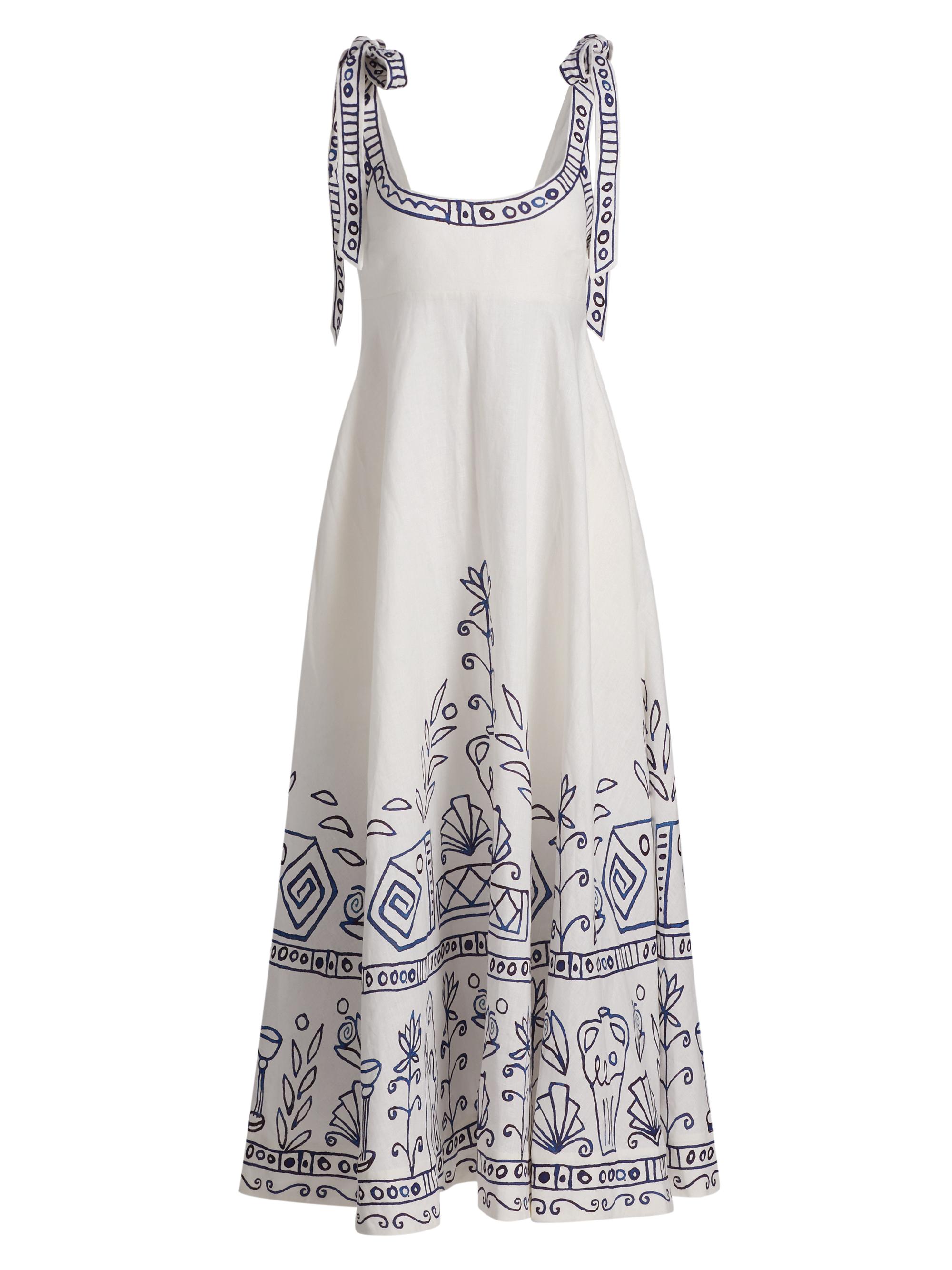 Alémais Women's Leela Printed Linen Maxi Dress - Cream