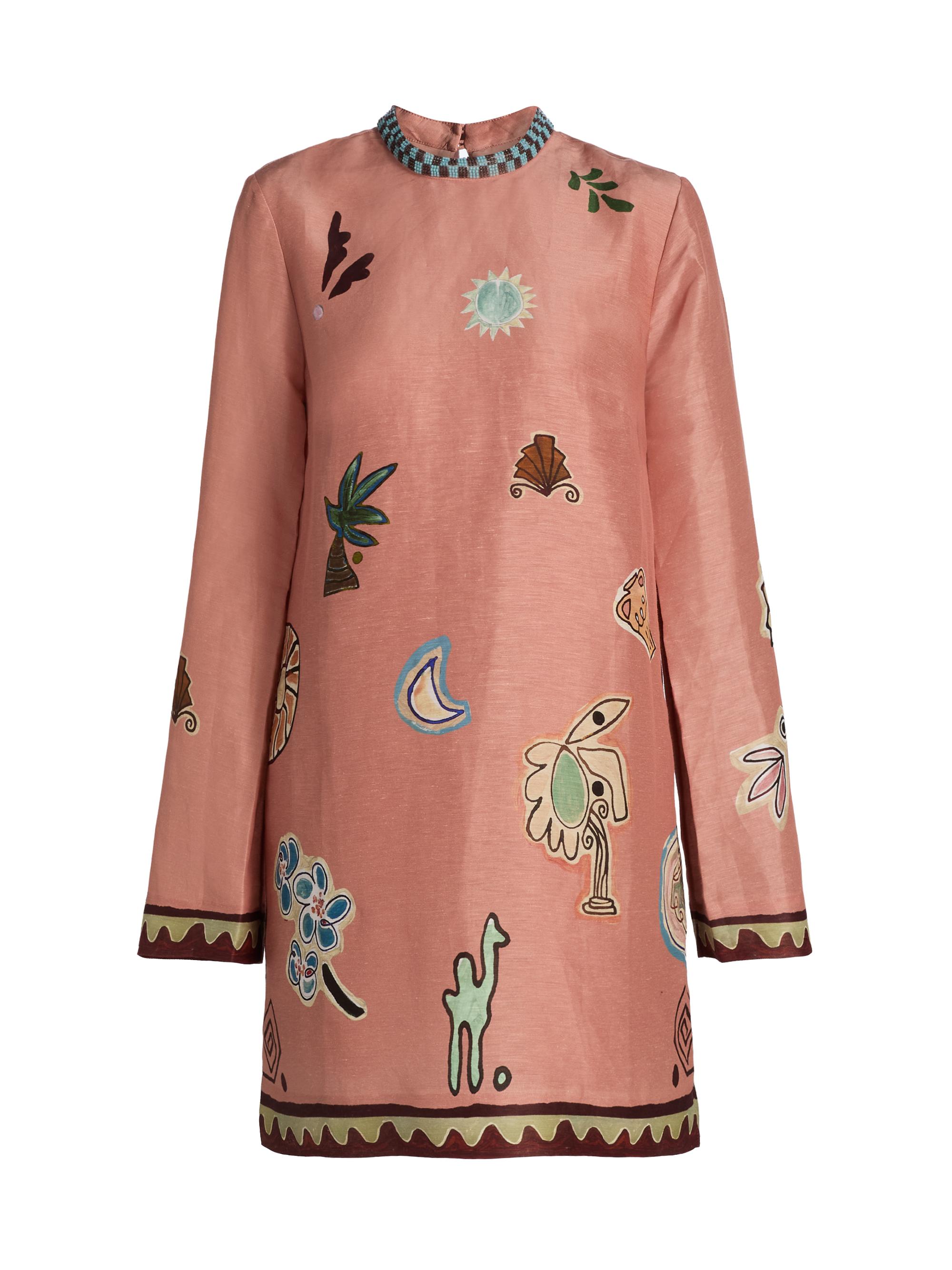 Alémais Women's Laurence Printed Linen-Silk Minidress - Pink