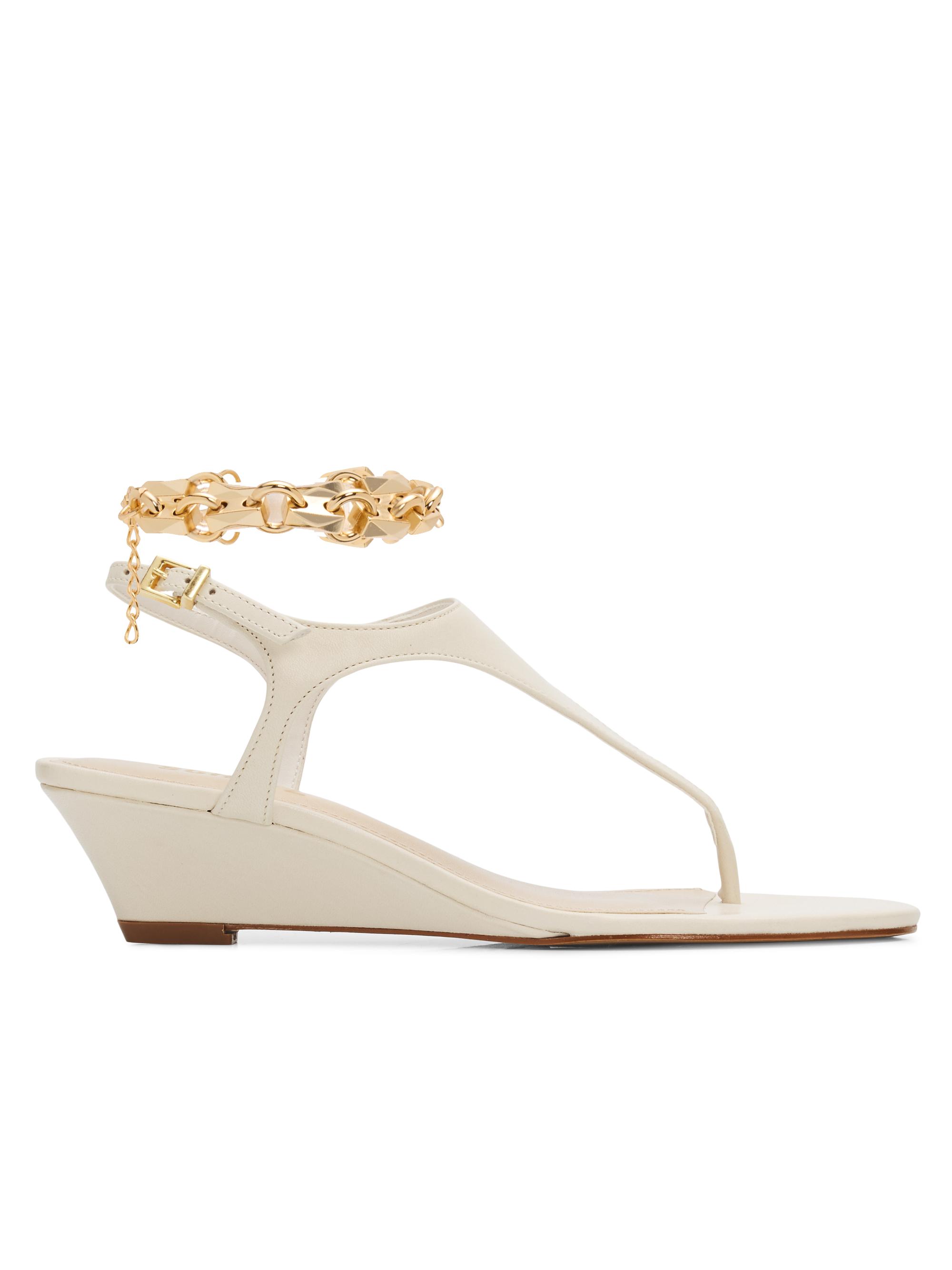 Schutz Women's Lys Chain-Detailed Leather Wedge Sandals - Sugar White