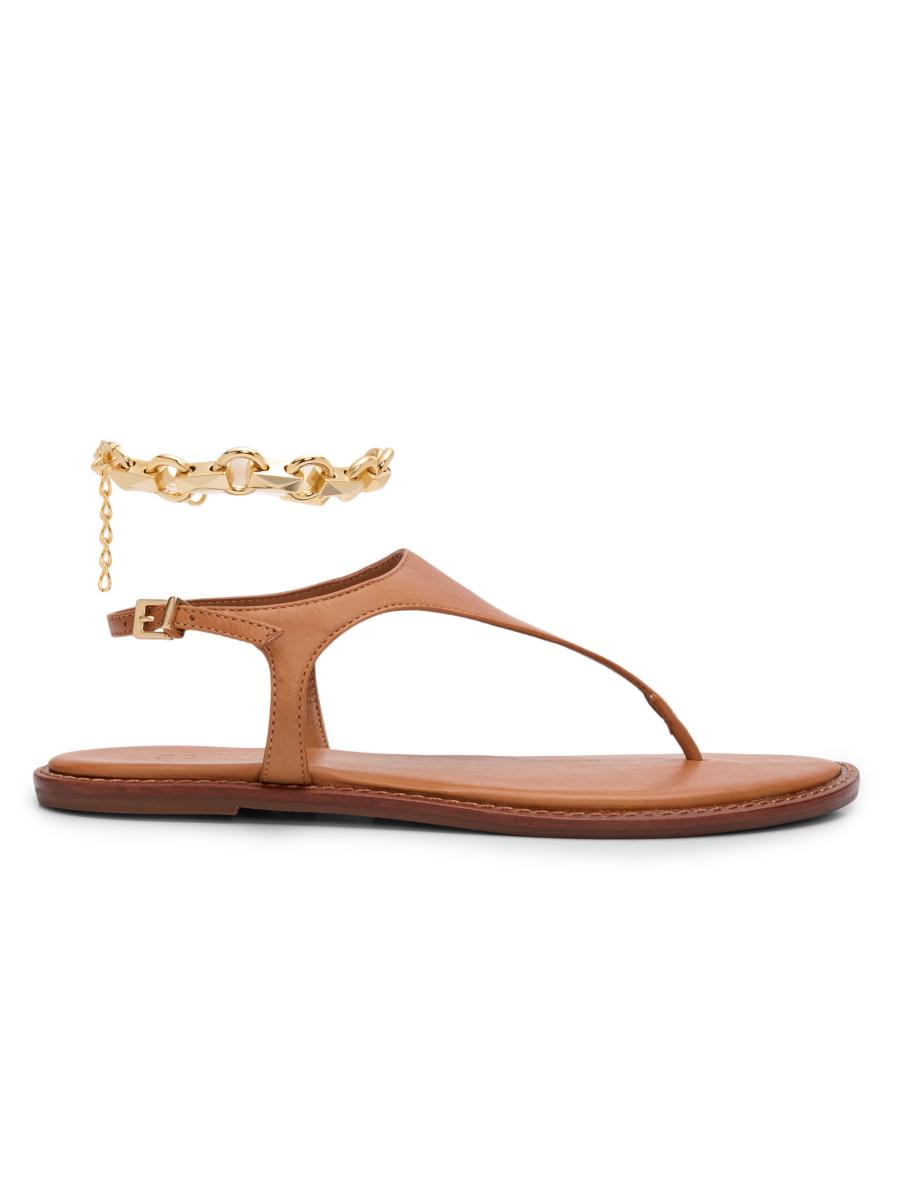 Schutz Lys Chain-Detailed Leather Flat Sandals | Saks Fifth Avenue