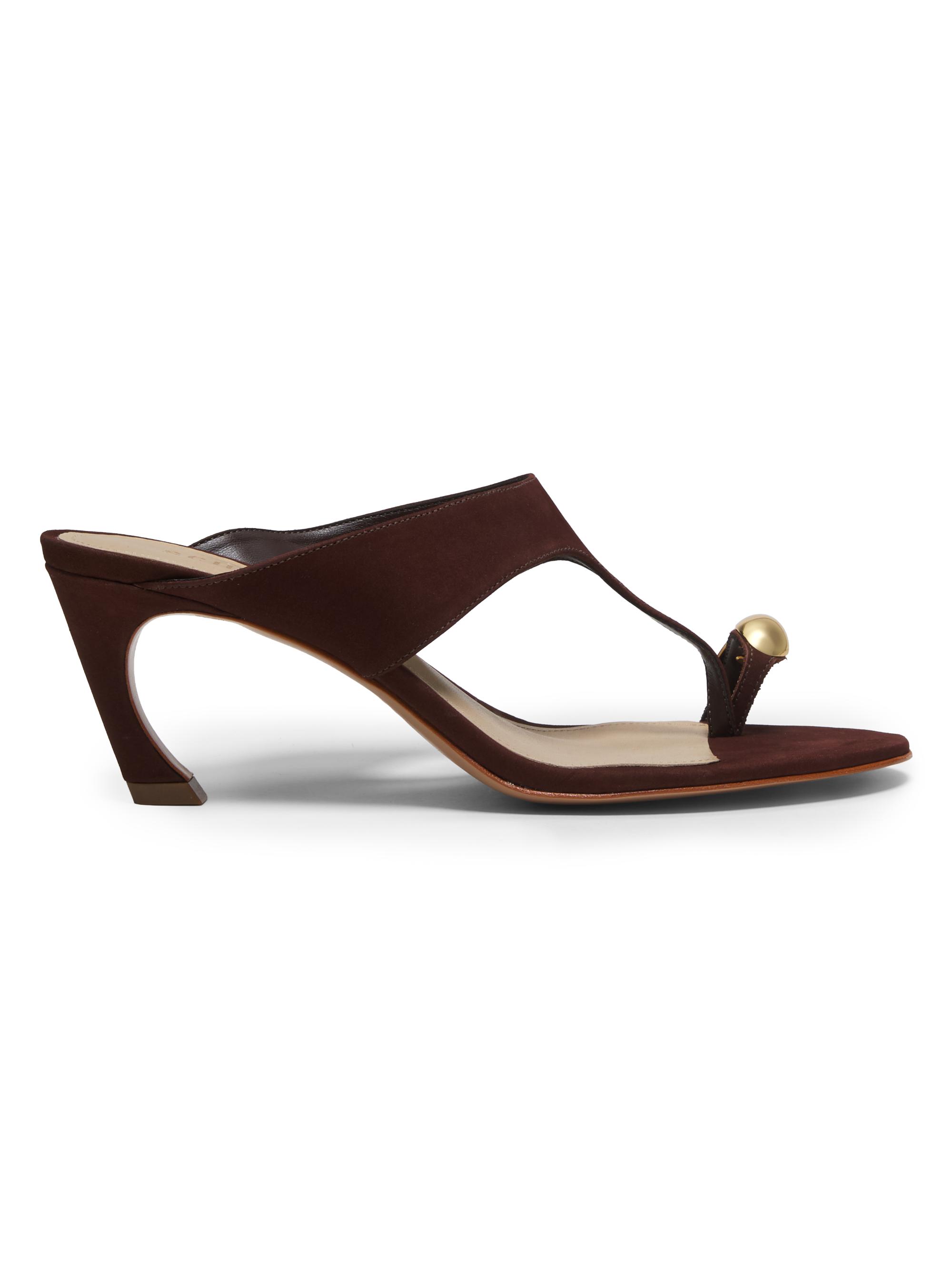 Schutz Women's Maisie 75MM Suede Curved-Heel Sandals - Chestnut Brown
